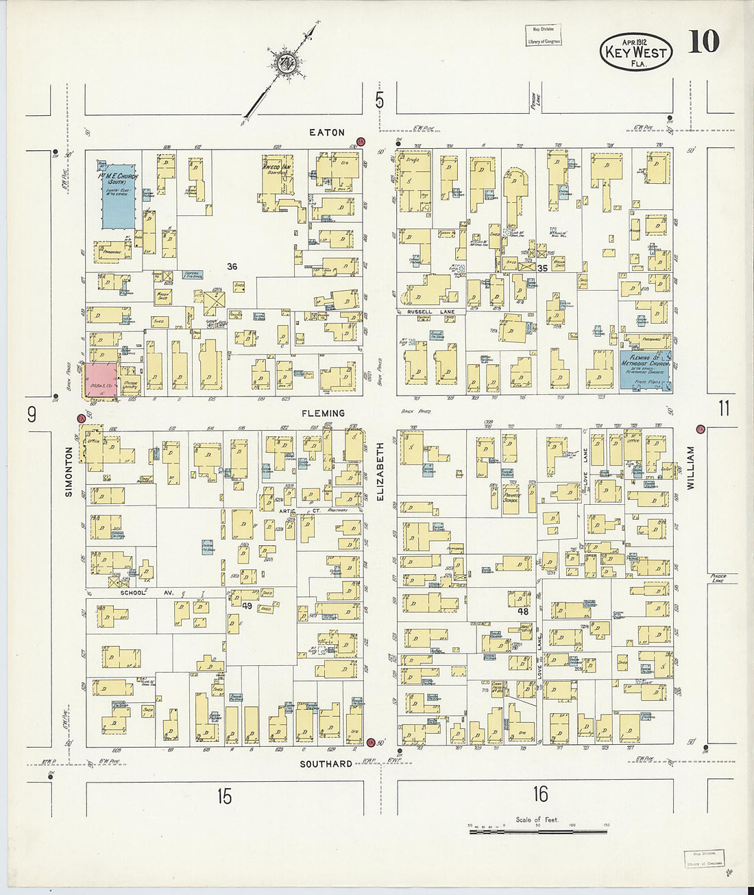 This old map of Key West, Monroe County, Florida was created by Sanborn Map Company in 1912