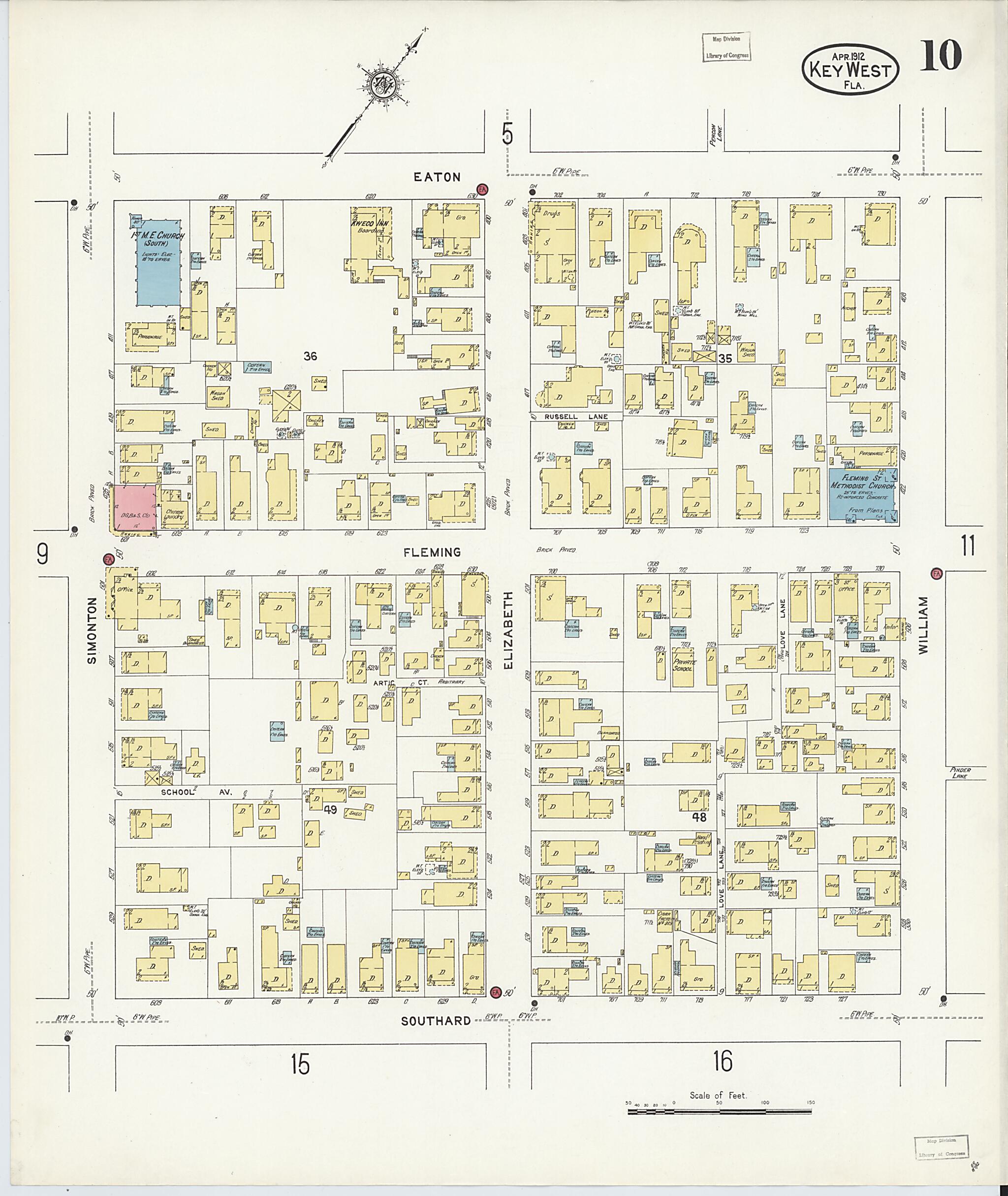 This old map of Key West, Monroe County, Florida was created by Sanborn Map Company in 1912