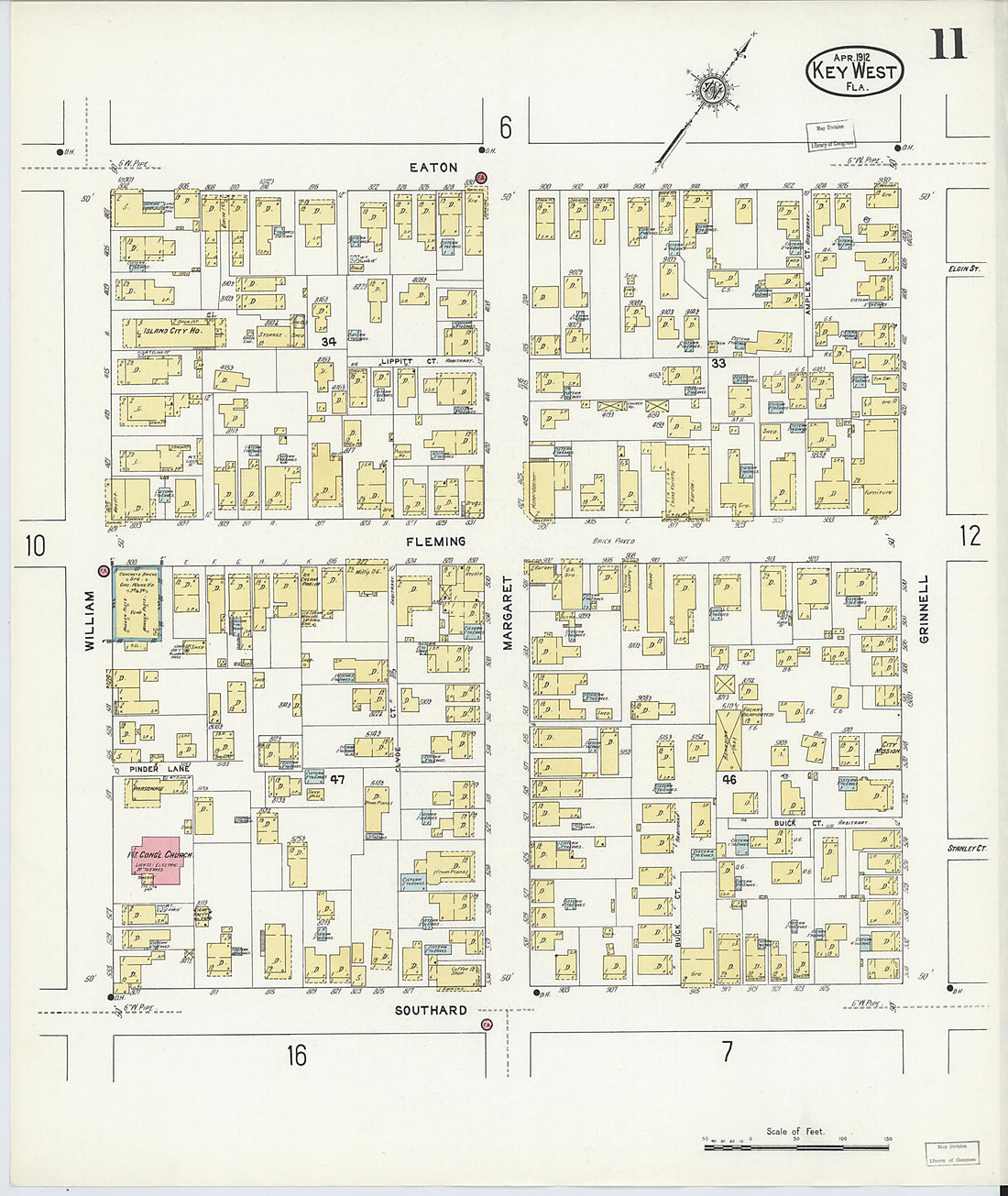 This old map of Key West, Monroe County, Florida was created by Sanborn Map Company in 1912