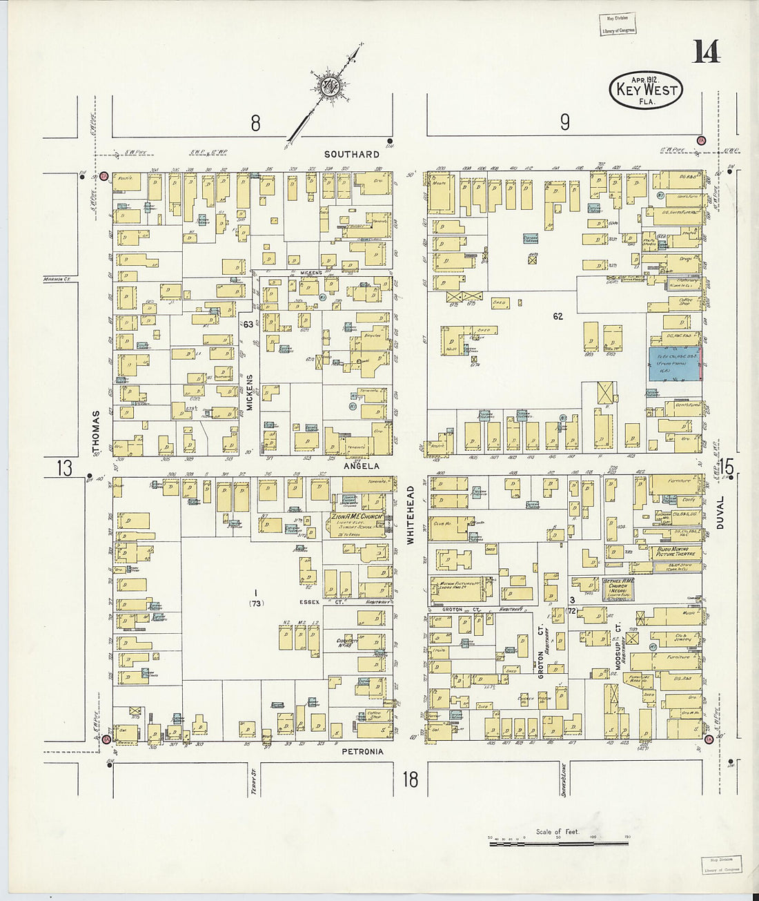 This old map of Key West, Monroe County, Florida was created by Sanborn Map Company in 1912