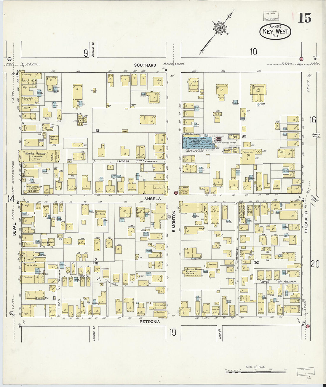This old map of Key West, Monroe County, Florida was created by Sanborn Map Company in 1912