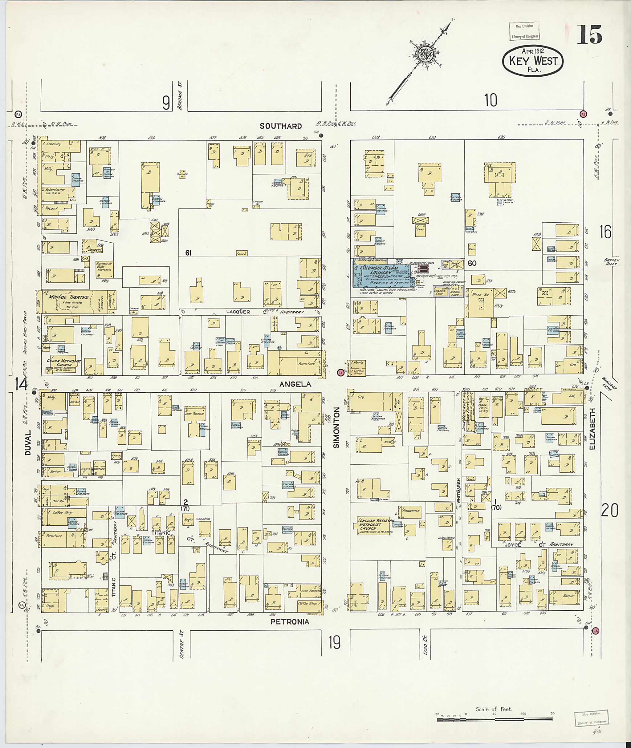 This old map of Key West, Monroe County, Florida was created by Sanborn Map Company in 1912