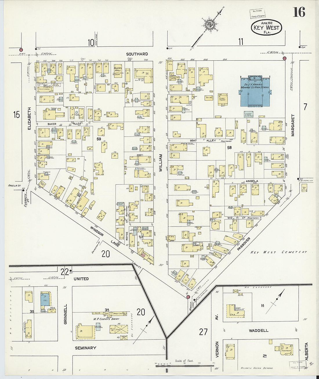 This old map of Key West, Monroe County, Florida was created by Sanborn Map Company in 1912