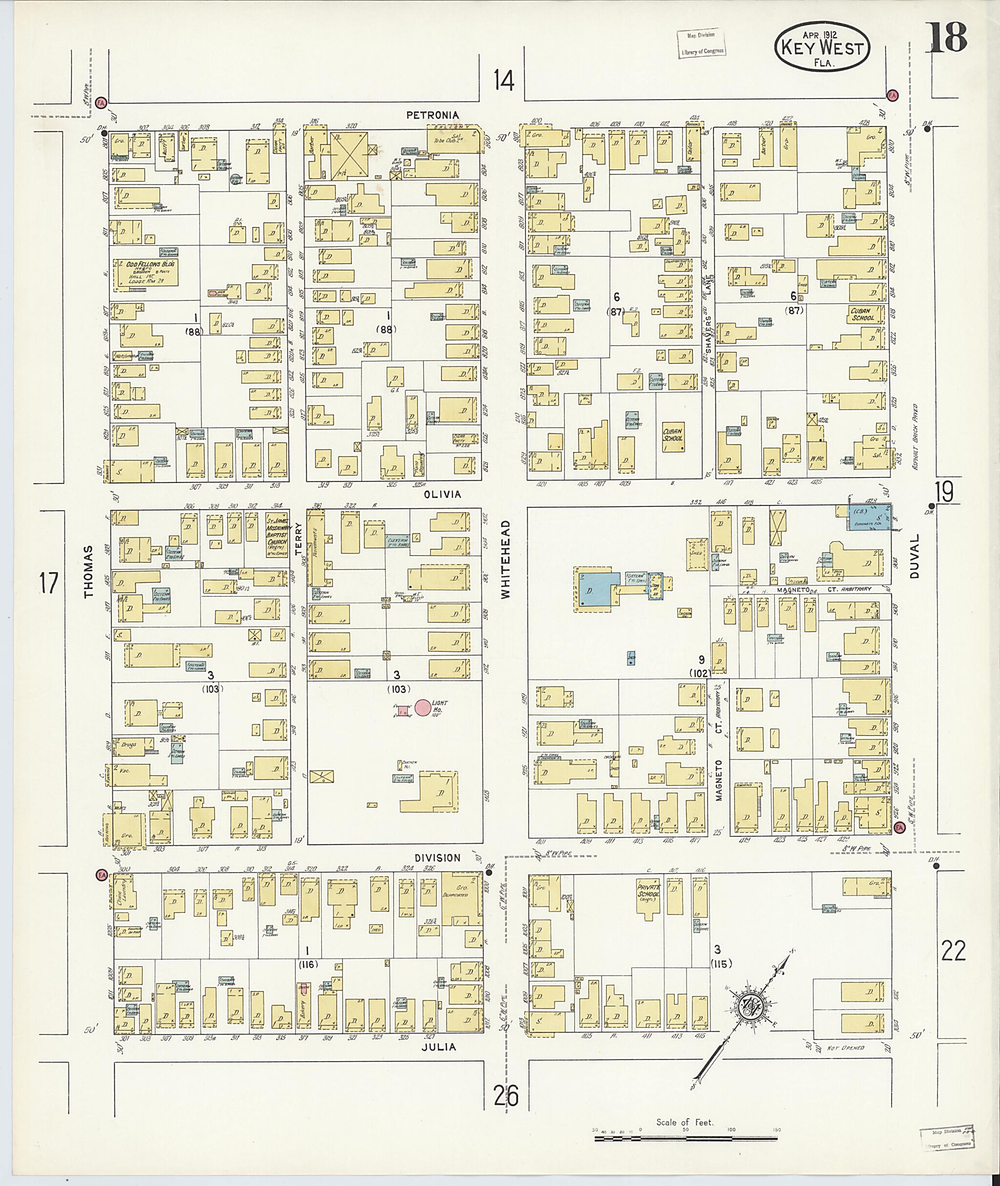 This old map of Key West, Monroe County, Florida was created by Sanborn Map Company in 1912
