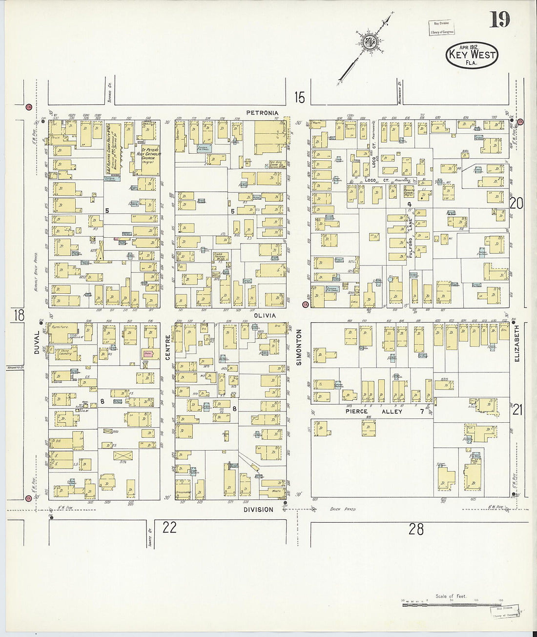 This old map of Key West, Monroe County, Florida was created by Sanborn Map Company in 1912