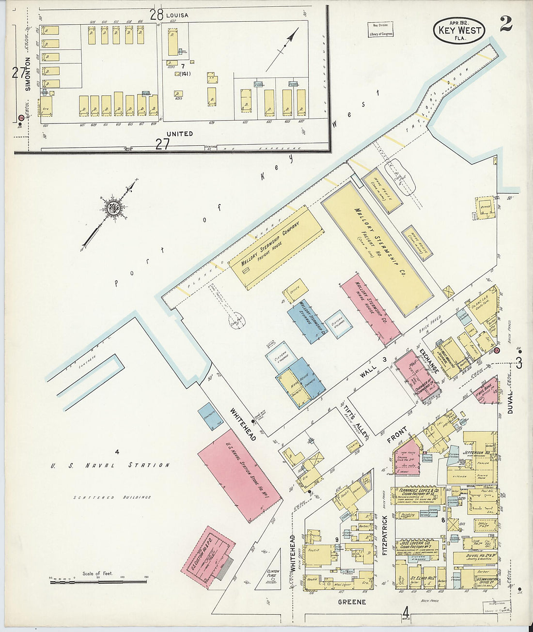This old map of Key West, Monroe County, Florida was created by Sanborn Map Company in 1912
