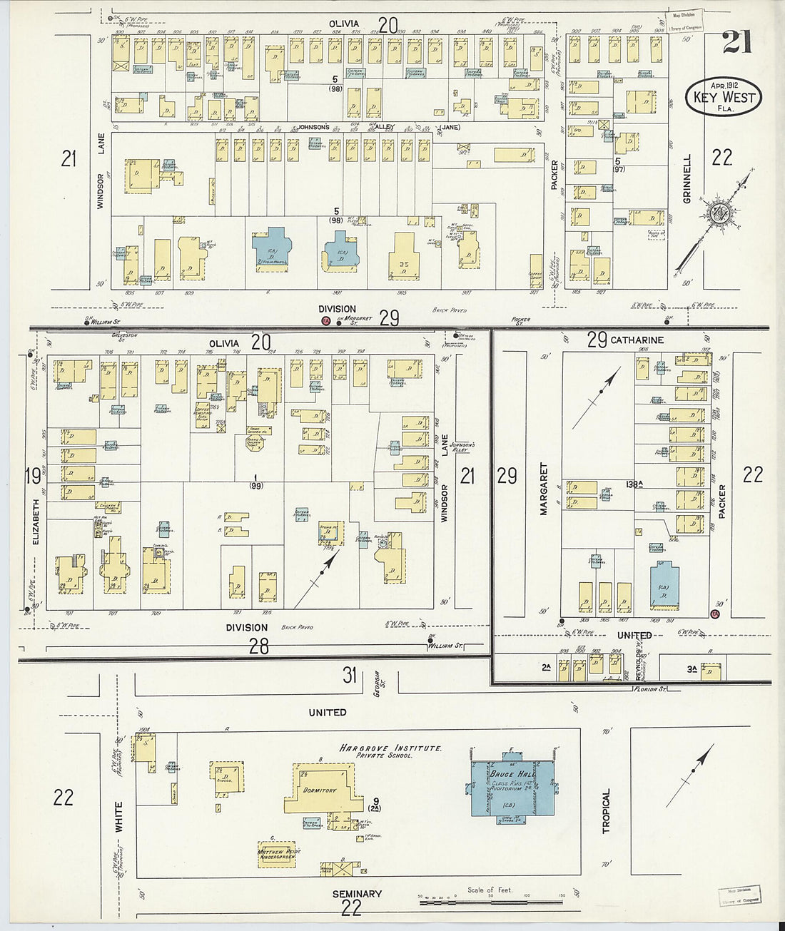 This old map of Key West, Monroe County, Florida was created by Sanborn Map Company in 1912