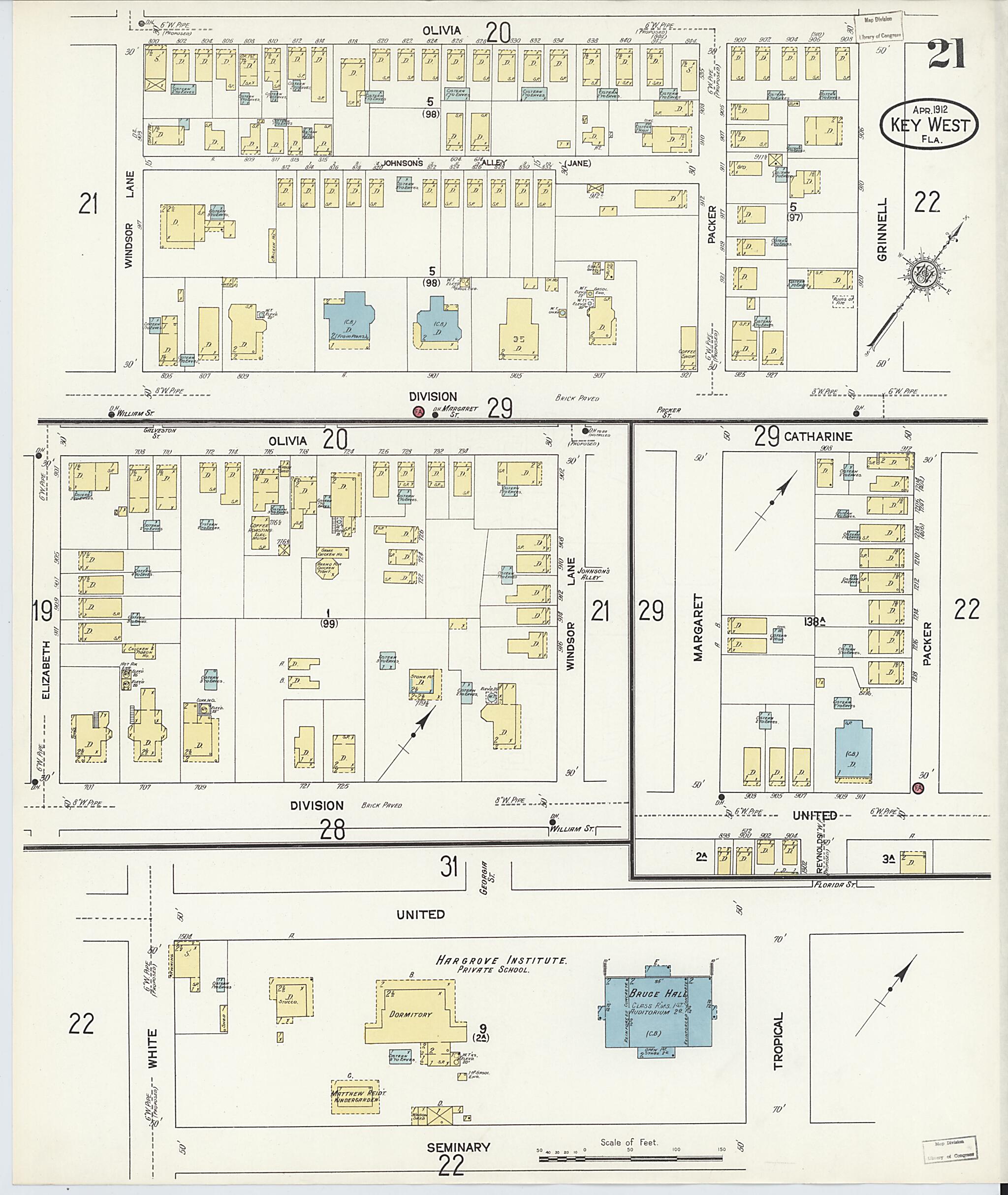 This old map of Key West, Monroe County, Florida was created by Sanborn Map Company in 1912
