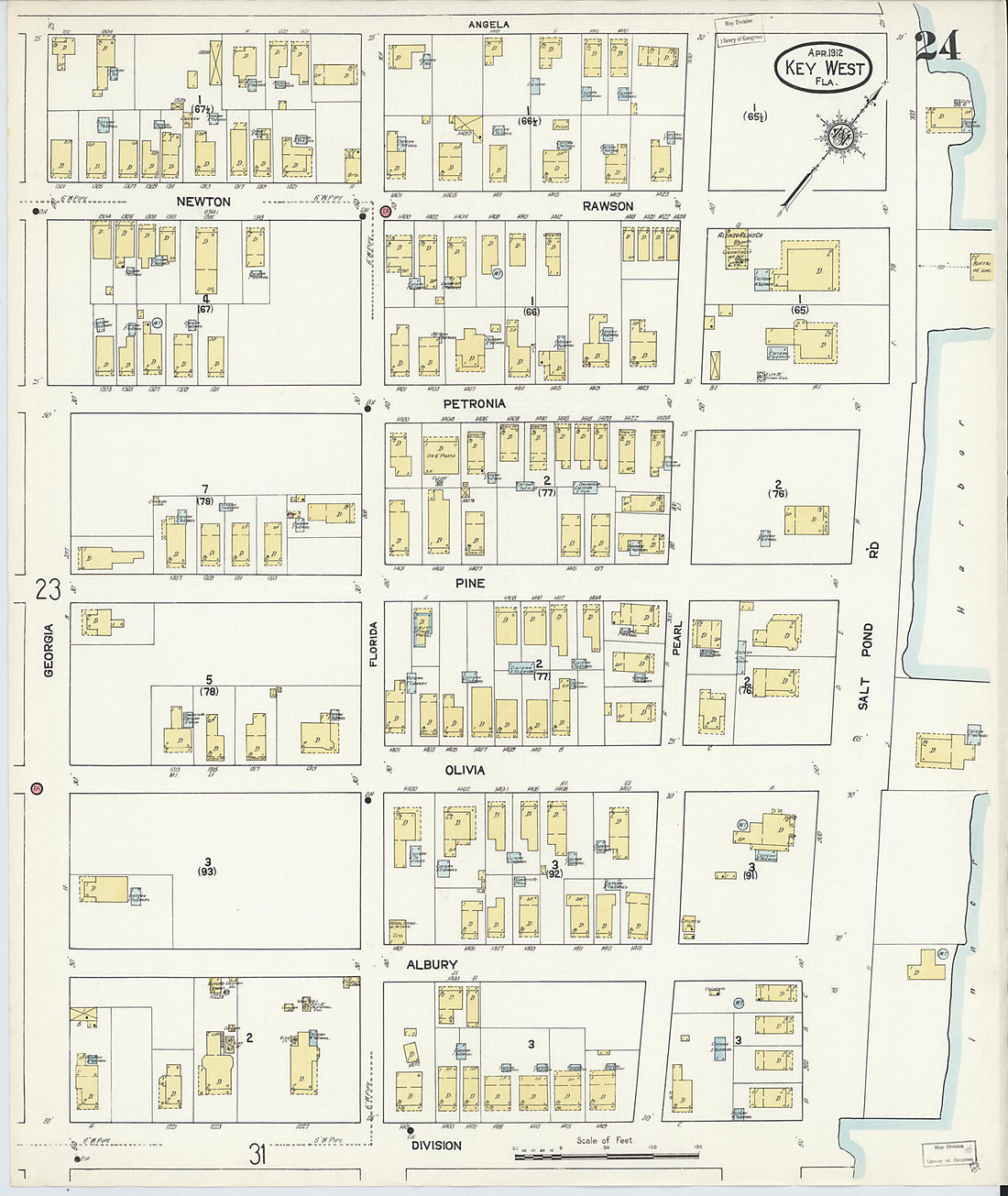This old map of Key West, Monroe County, Florida was created by Sanborn Map Company in 1912