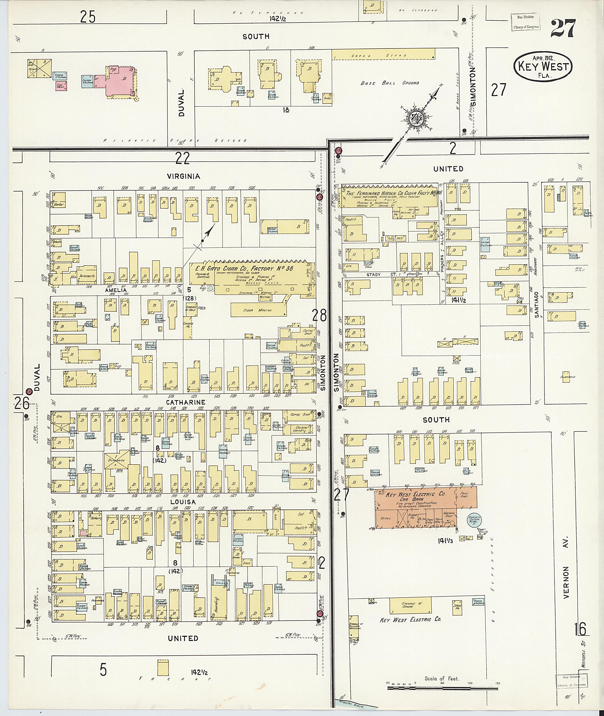 This old map of Key West, Monroe County, Florida was created by Sanborn Map Company in 1912