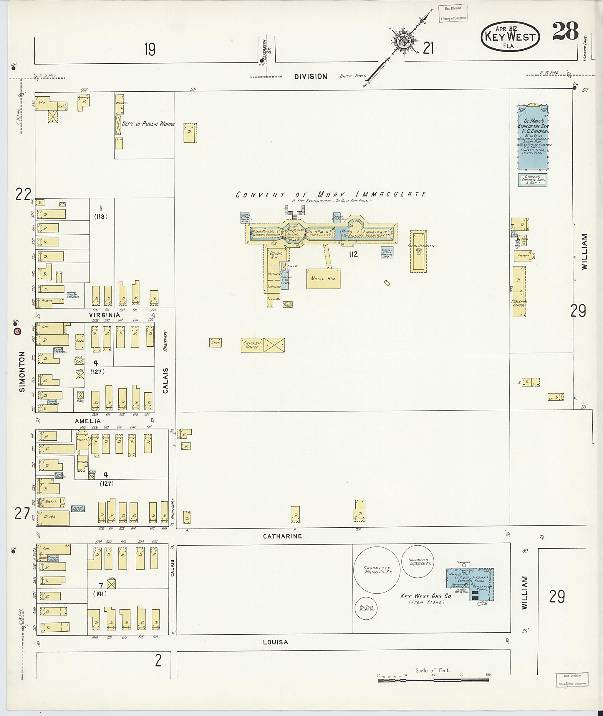 This old map of Key West, Monroe County, Florida was created by Sanborn Map Company in 1912