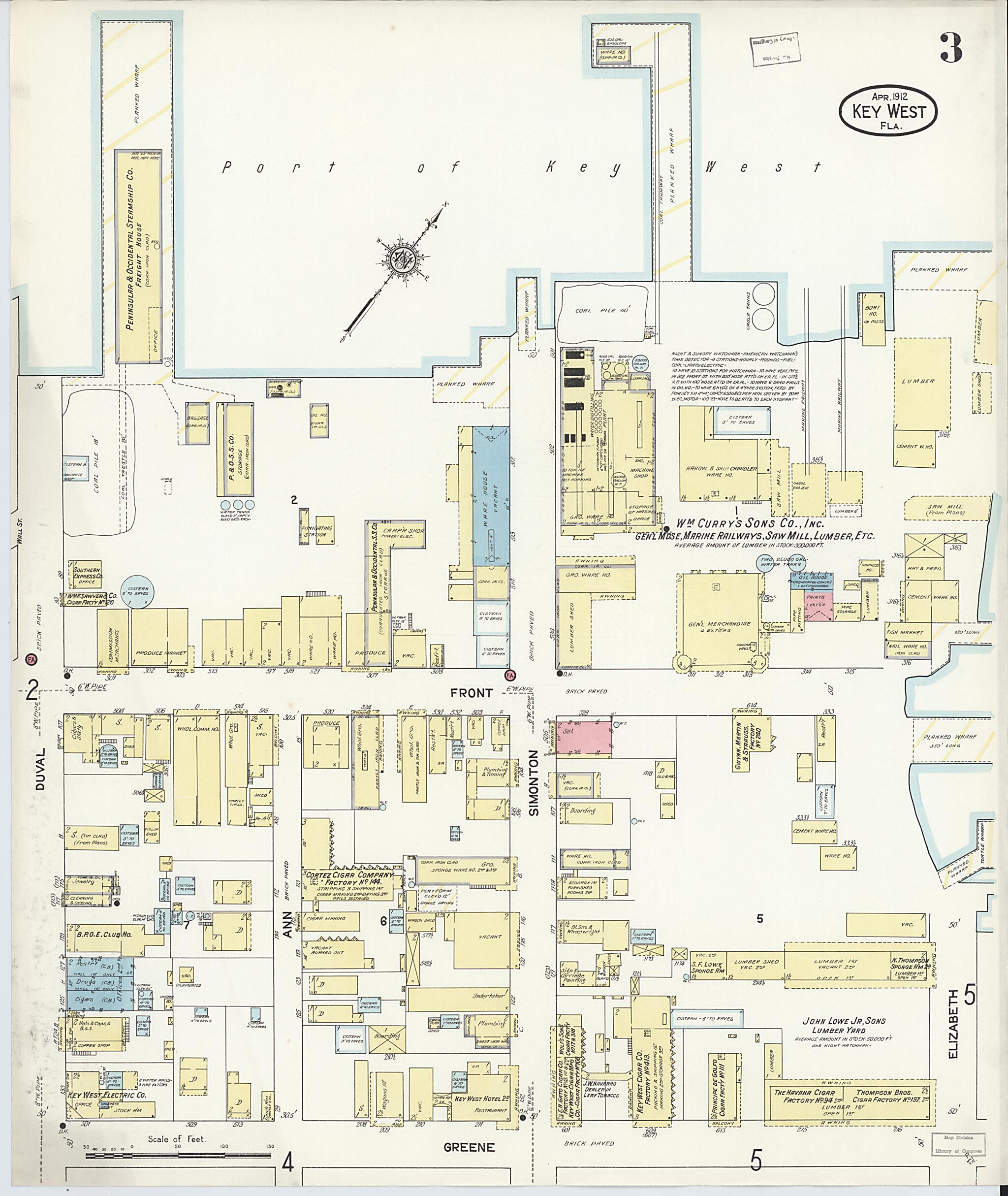 This old map of Key West, Monroe County, Florida was created by Sanborn Map Company in 1912