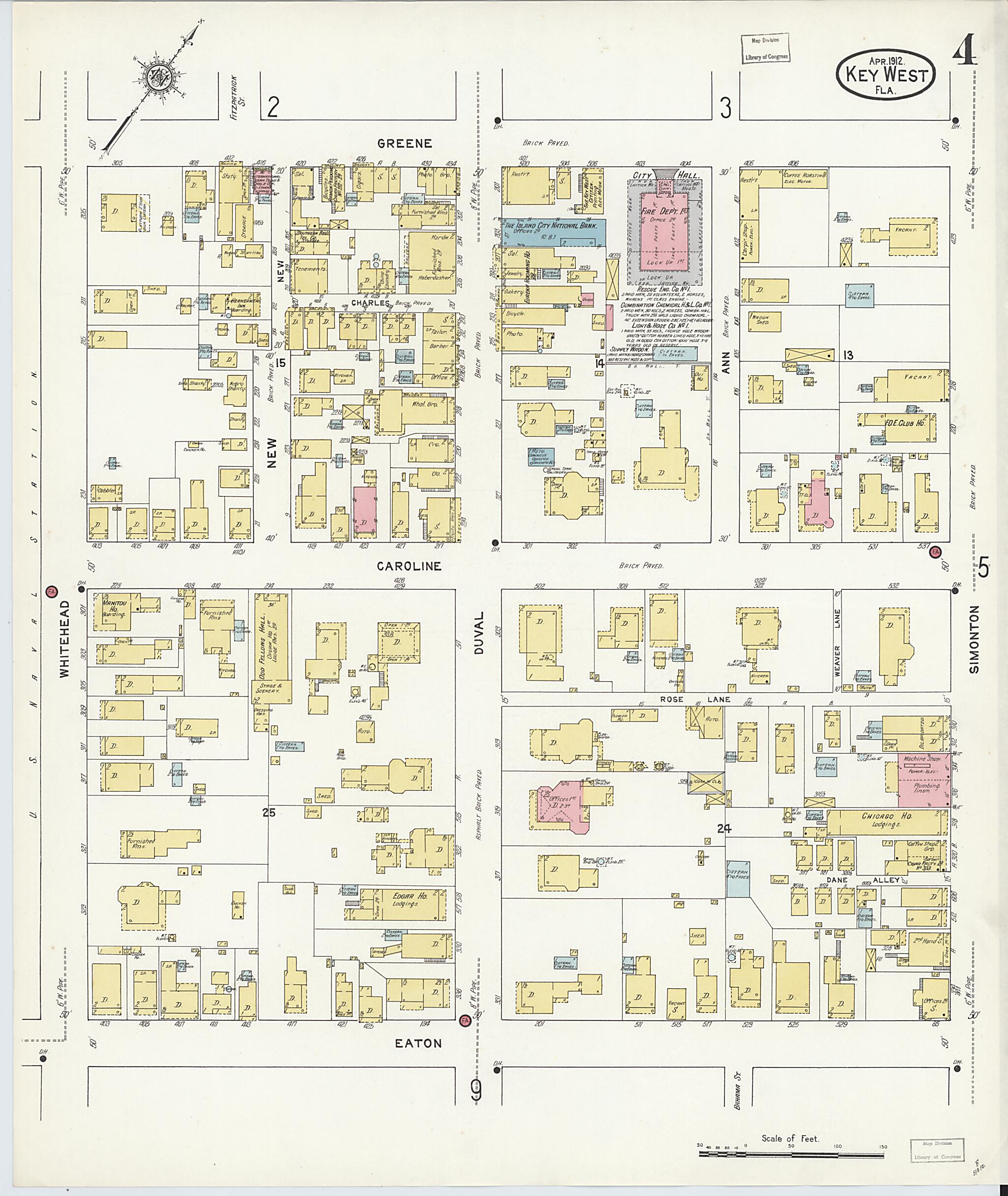This old map of Key West, Monroe County, Florida was created by Sanborn Map Company in 1912