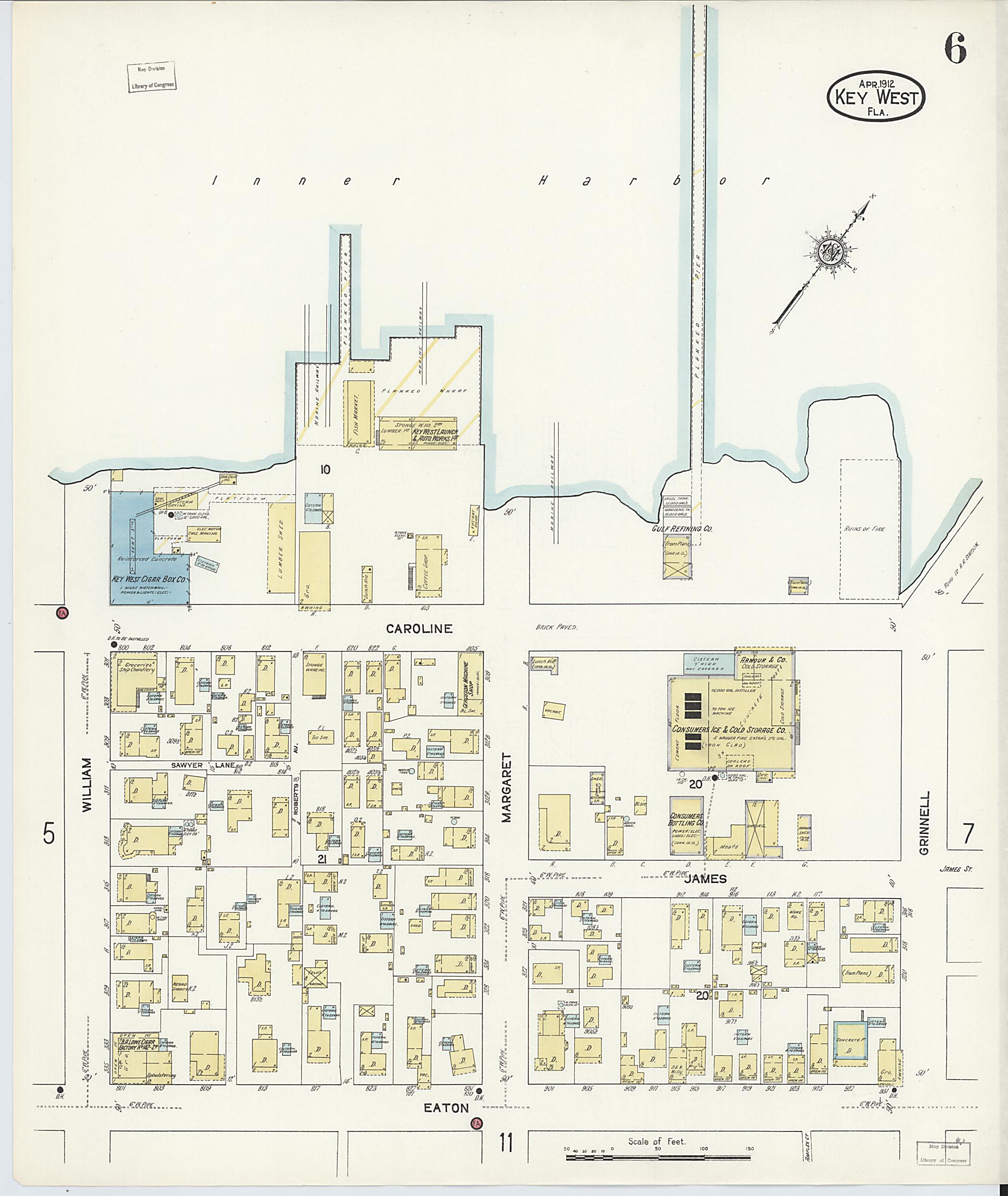 This old map of Key West, Monroe County, Florida was created by Sanborn Map Company in 1912