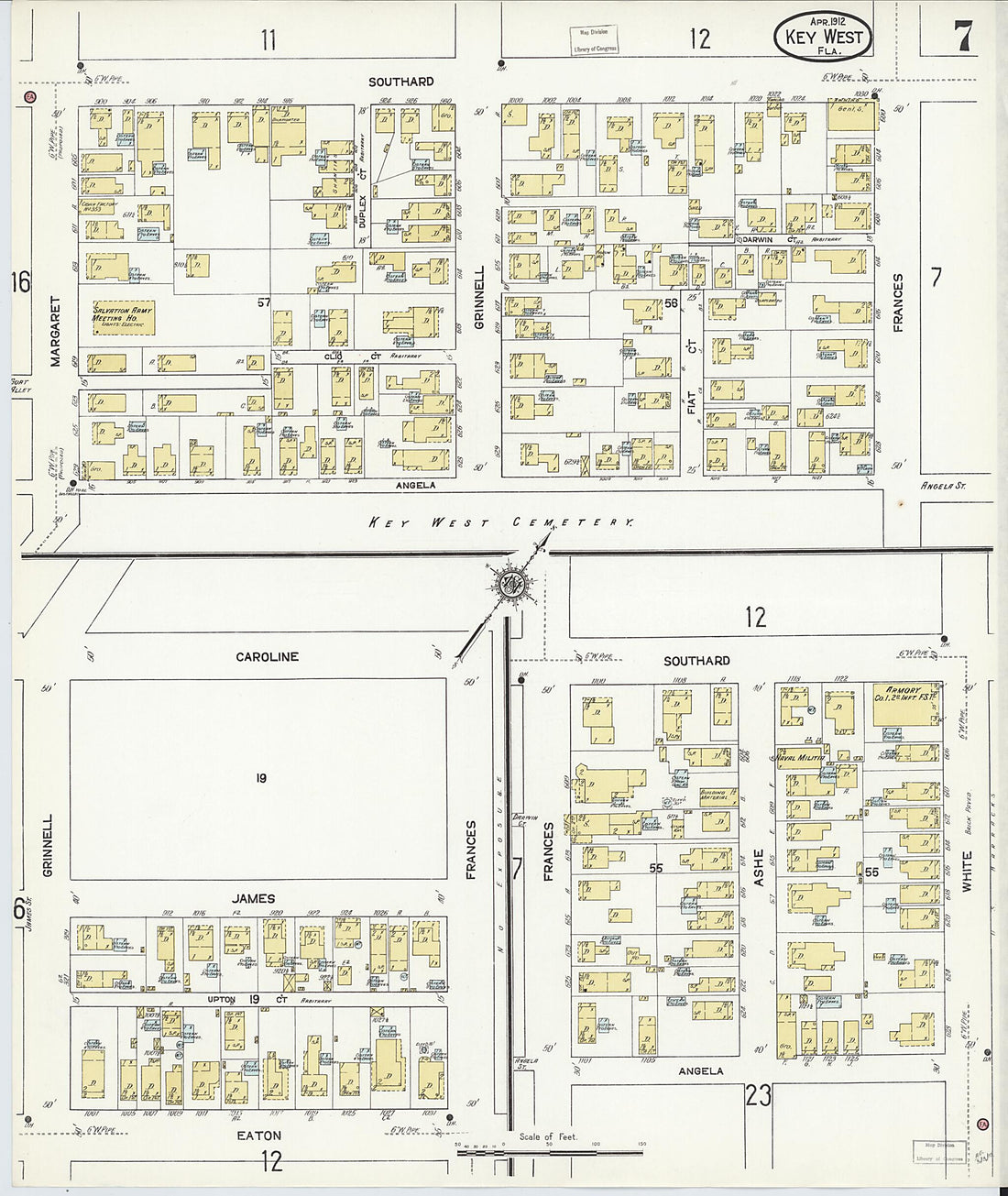This old map of Key West, Monroe County, Florida was created by Sanborn Map Company in 1912
