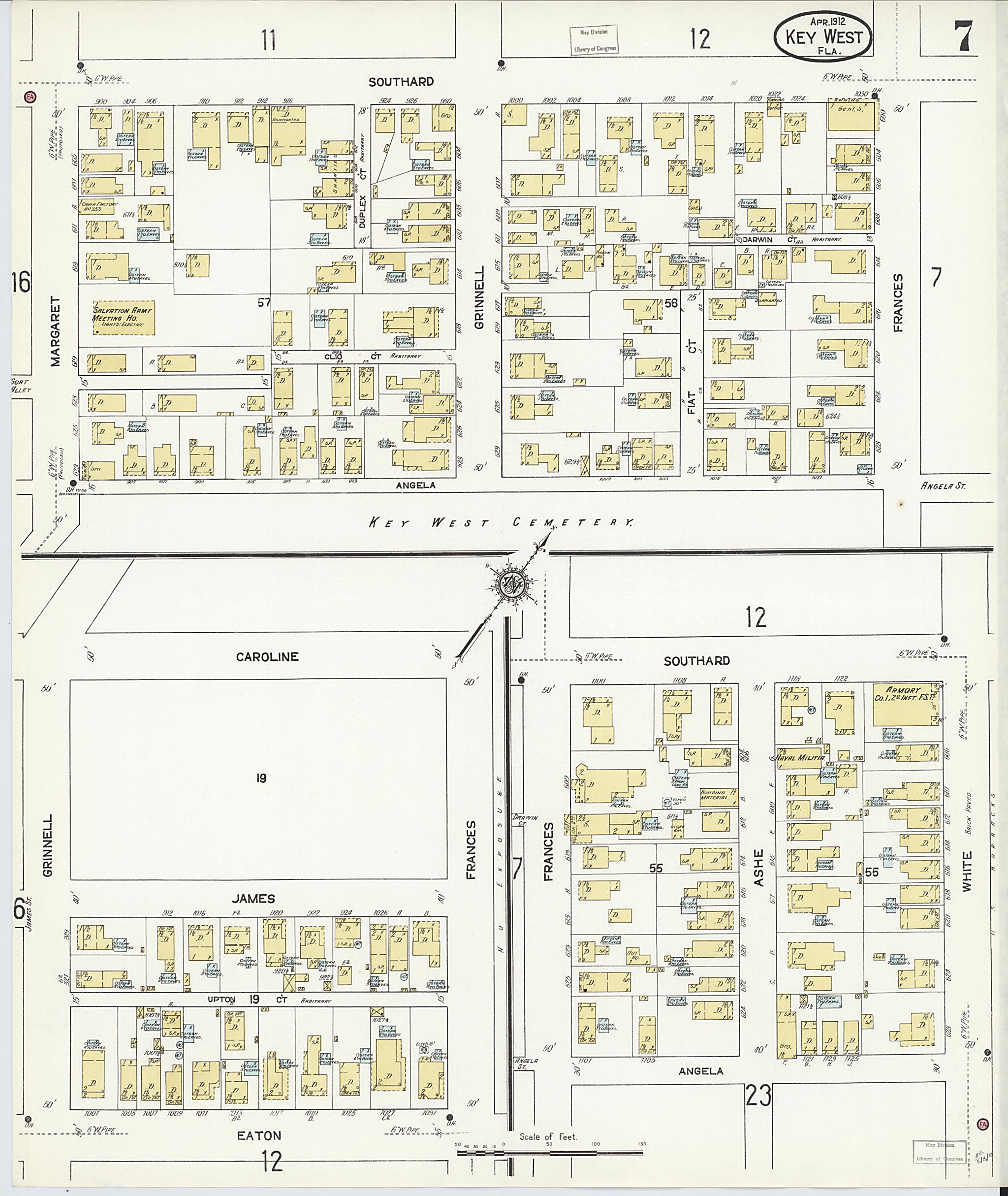 This old map of Key West, Monroe County, Florida was created by Sanborn Map Company in 1912