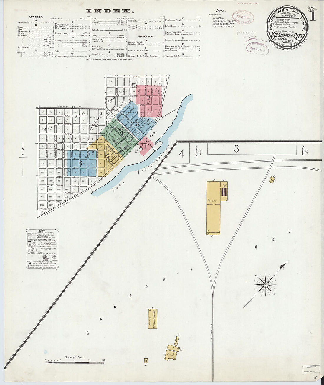 This old map of Kissimmee, Osceola County, Florida was created by Sanborn Map Company in 1899