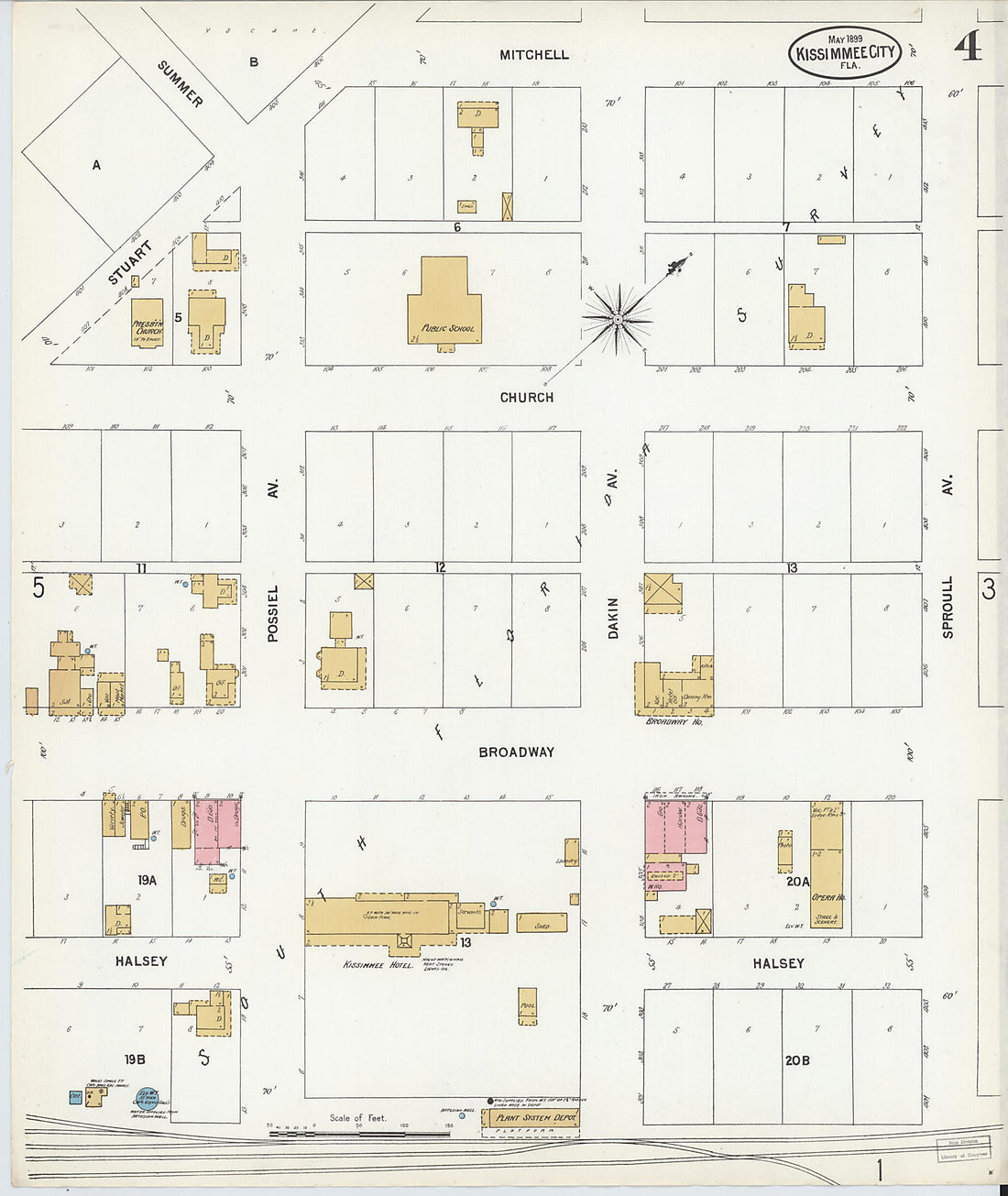 This old map of Kissimmee, Osceola County, Florida was created by Sanborn Map Company in 1899
