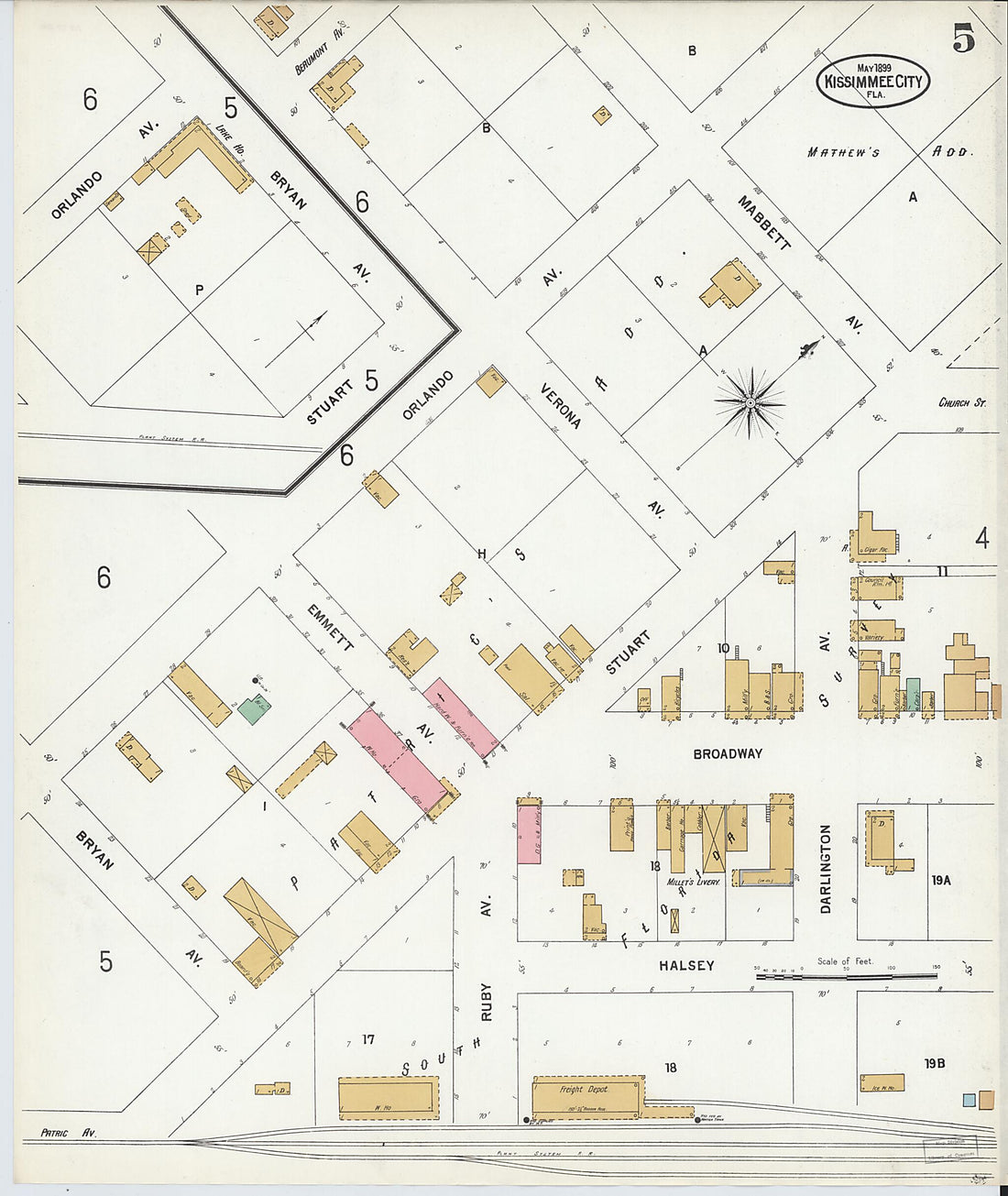 This old map of Kissimmee, Osceola County, Florida was created by Sanborn Map Company in 1899