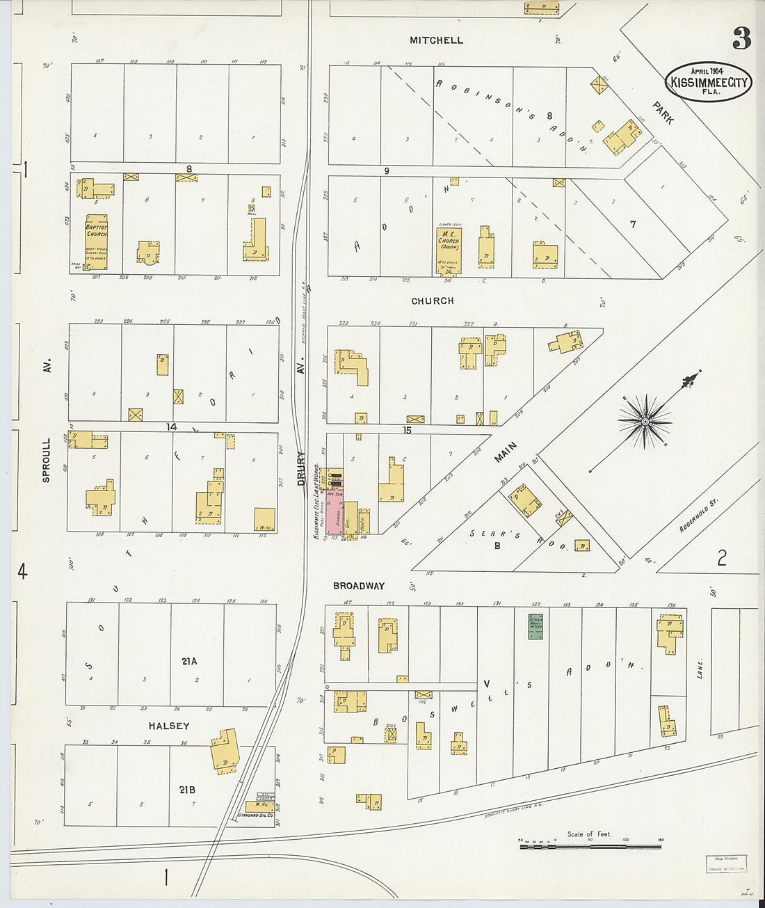 This old map of Kissimmee, Osceola County, Florida was created by Sanborn Map Company in 1904