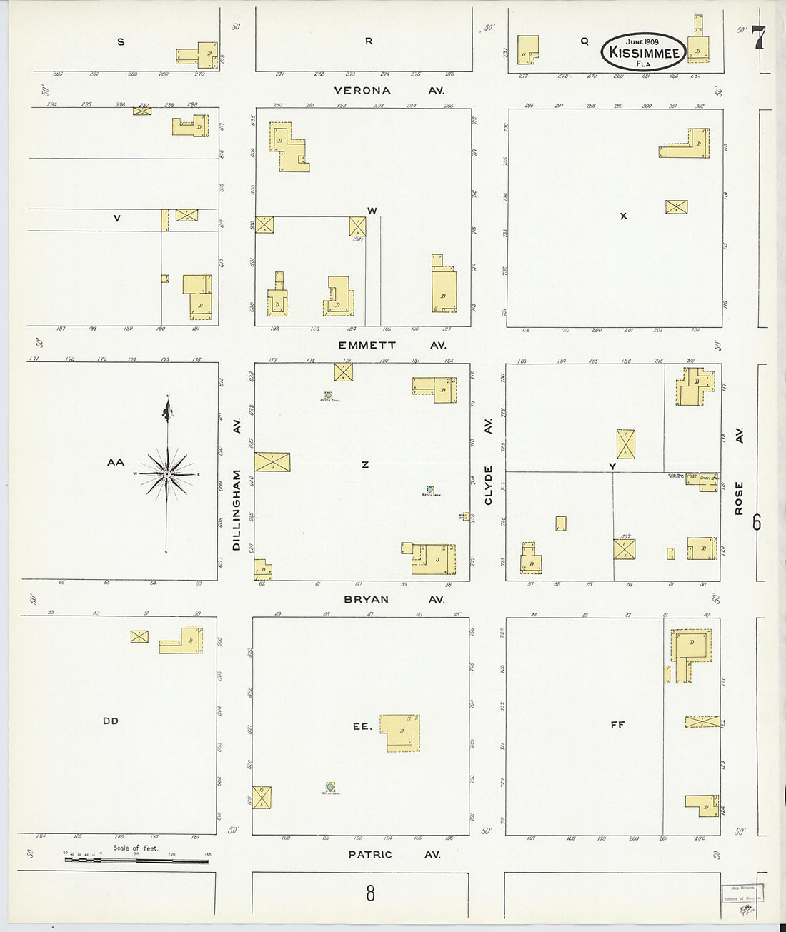 This old map of Kissimmee, Osceola County, Florida was created by Sanborn Map Company in 1909
