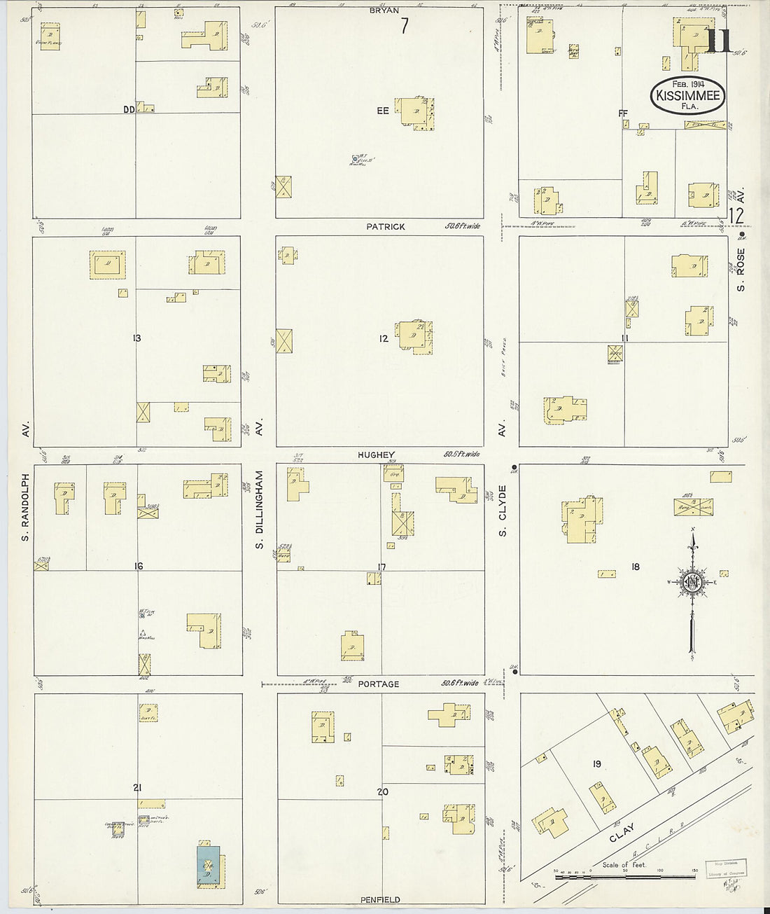 This old map of Kissimmee, Osceola County, Florida was created by Sanborn Map Company in 1914