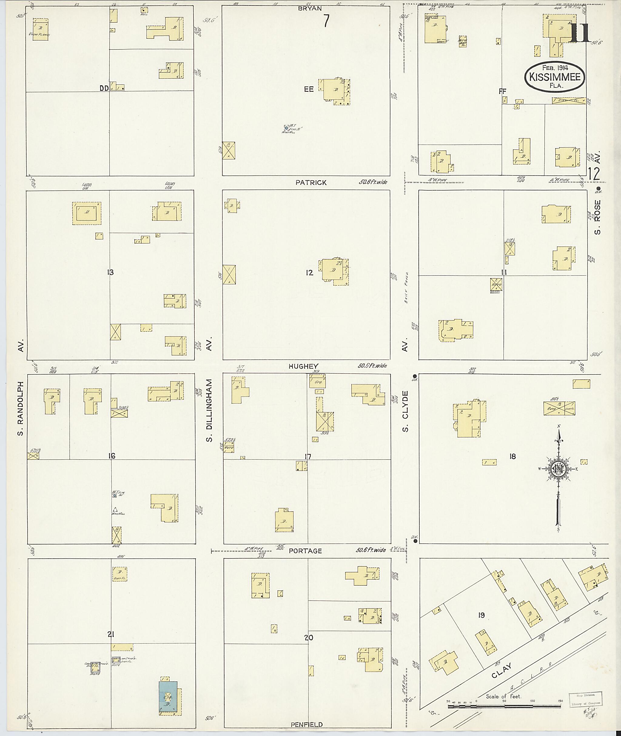This old map of Kissimmee, Osceola County, Florida was created by Sanborn Map Company in 1914