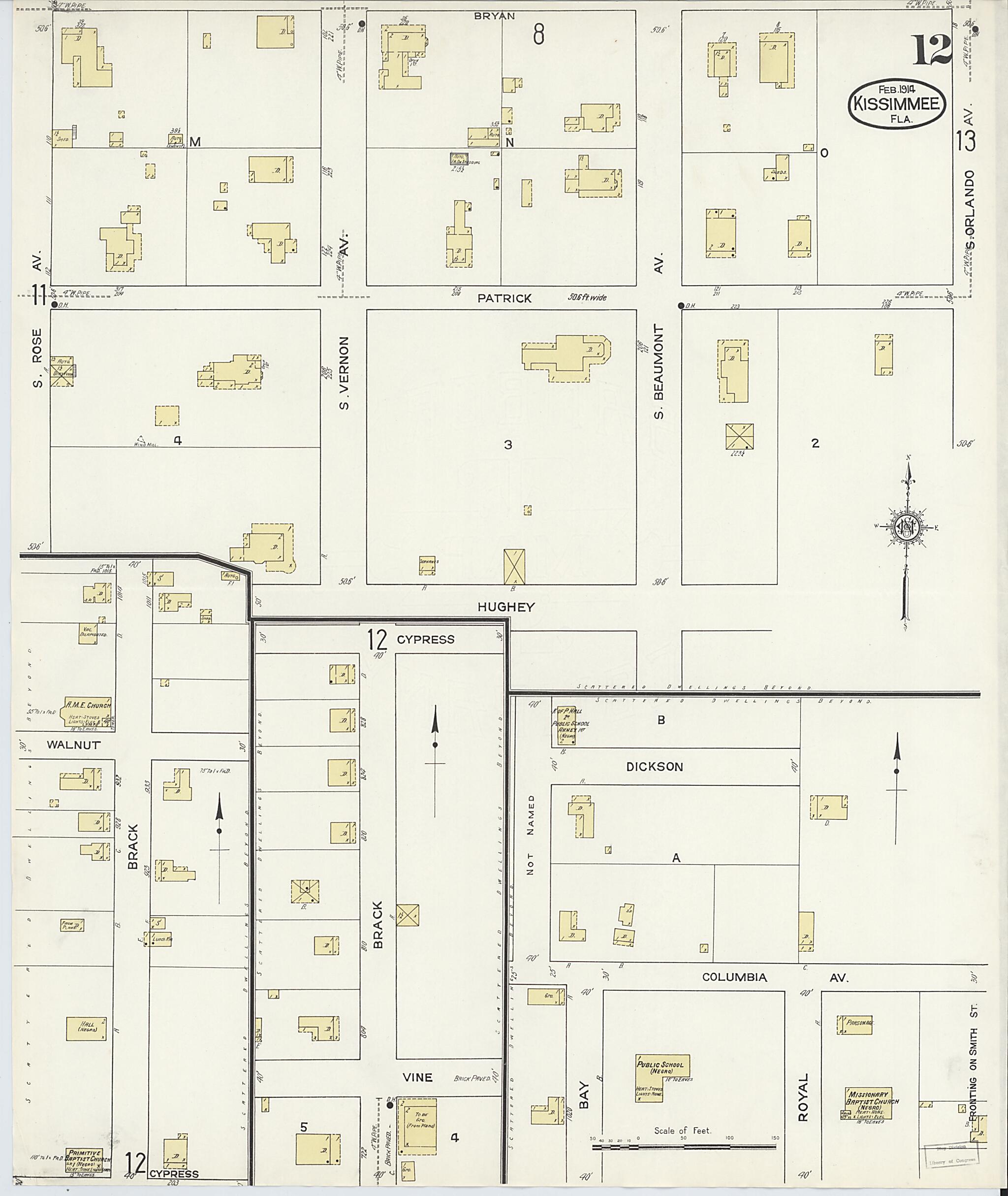 This old map of Kissimmee, Osceola County, Florida was created by Sanborn Map Company in 1914