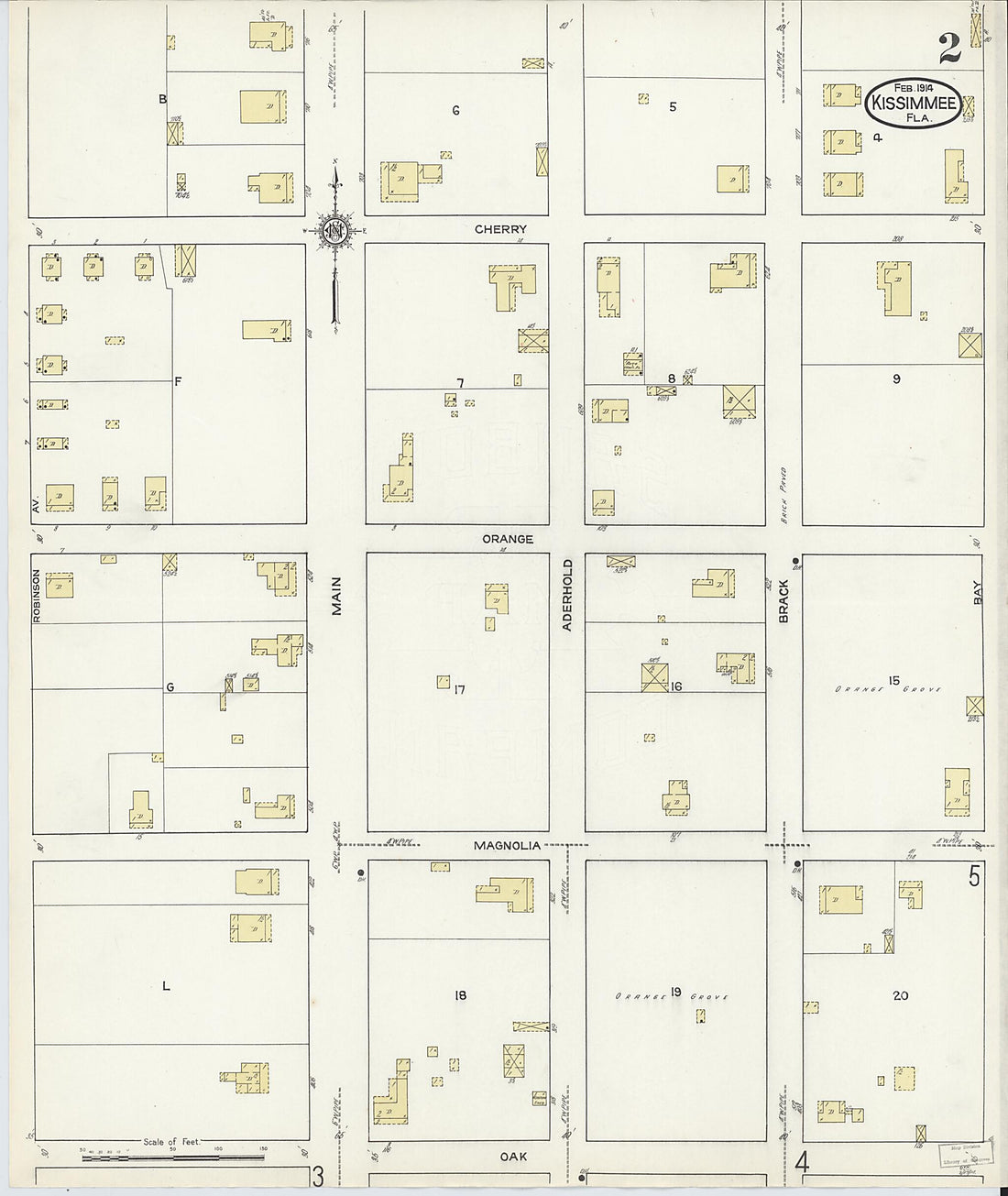 This old map of Kissimmee, Osceola County, Florida was created by Sanborn Map Company in 1914