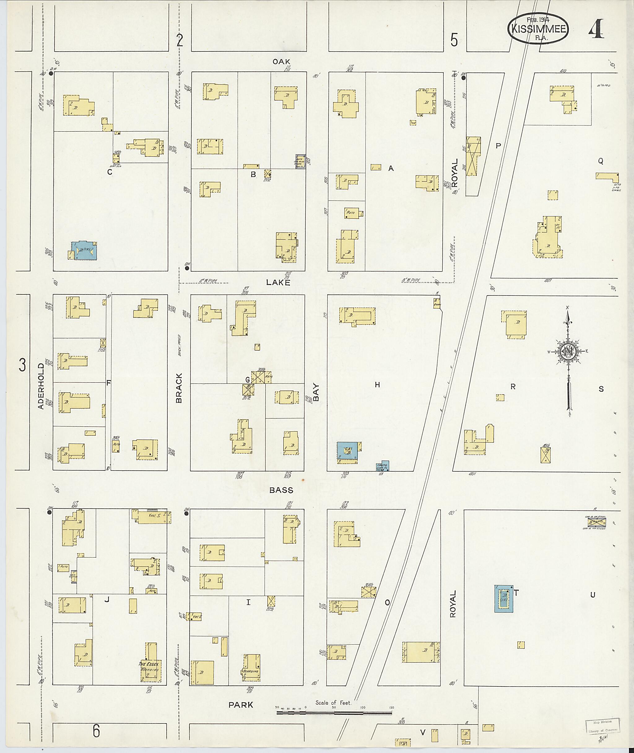This old map of Kissimmee, Osceola County, Florida was created by Sanborn Map Company in 1914