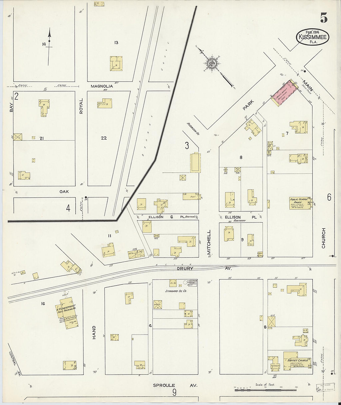 This old map of Kissimmee, Osceola County, Florida was created by Sanborn Map Company in 1914