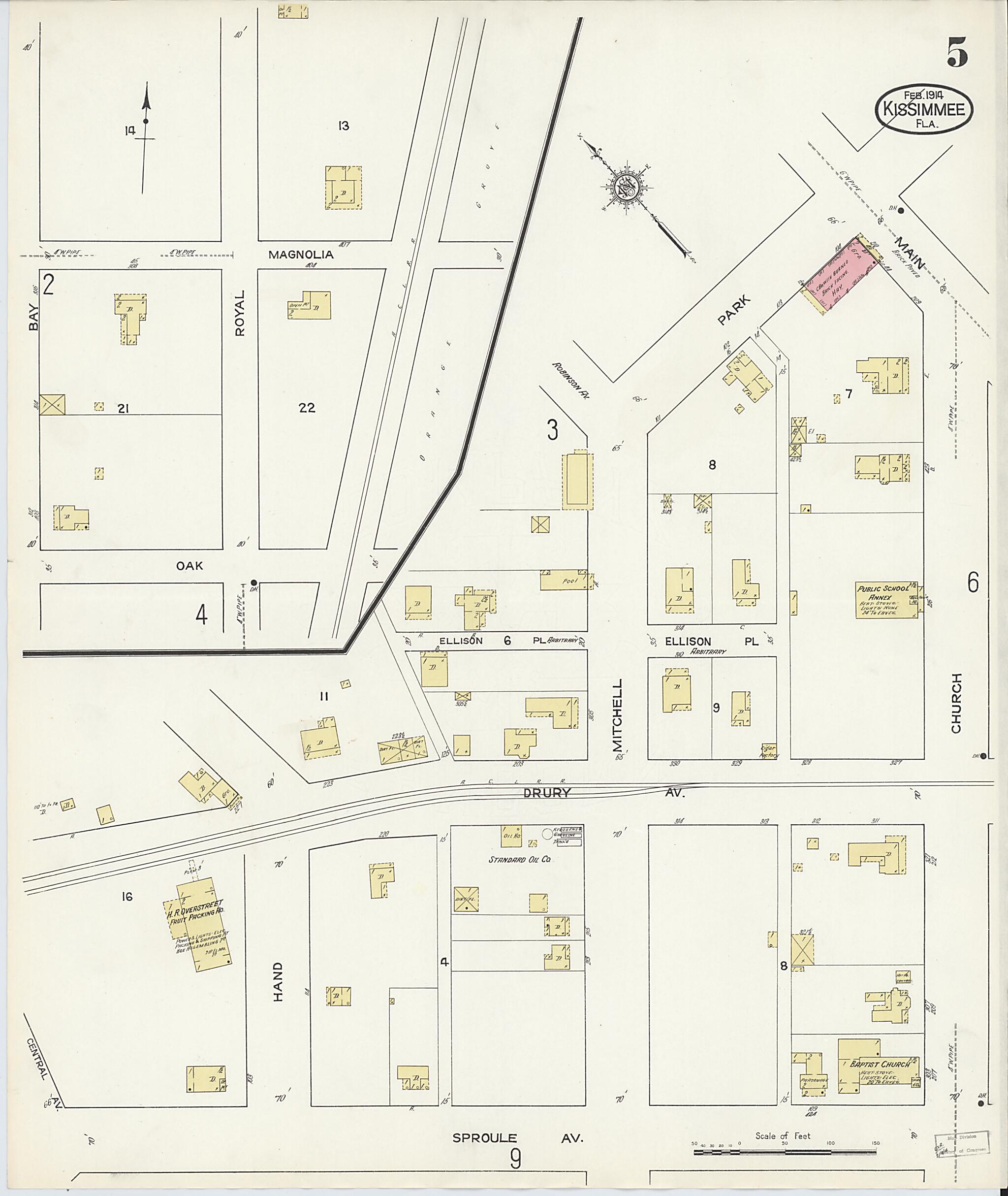 This old map of Kissimmee, Osceola County, Florida was created by Sanborn Map Company in 1914