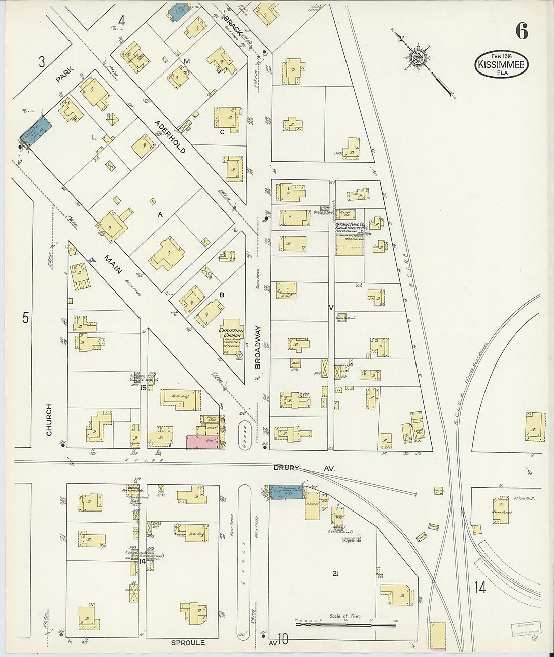 This old map of Kissimmee, Osceola County, Florida was created by Sanborn Map Company in 1914