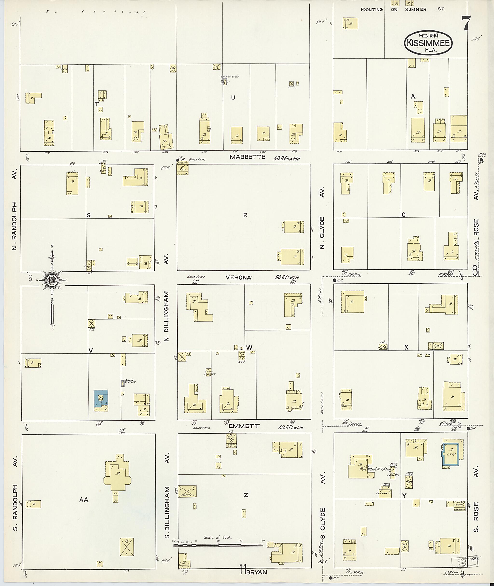 This old map of Kissimmee, Osceola County, Florida was created by Sanborn Map Company in 1914