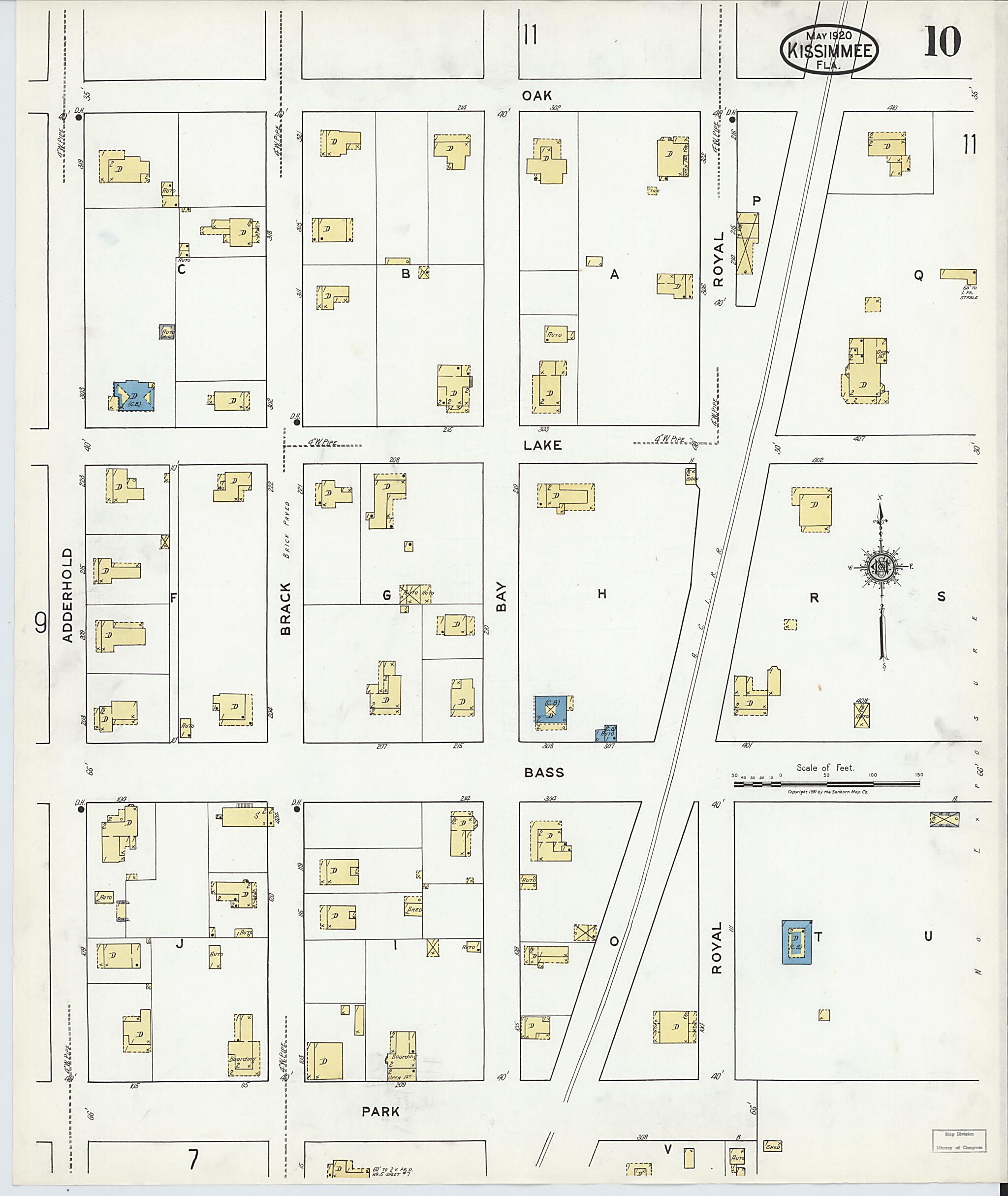 This old map of Kissimmee, Osceola County, Florida was created by Sanborn Map Company in 1920