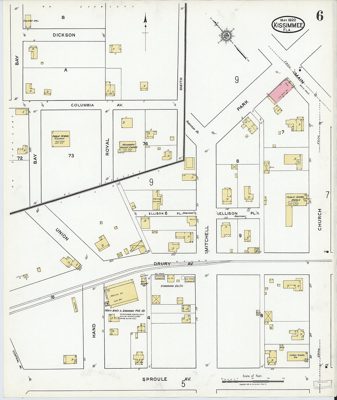 This old map of Kissimmee, Osceola County, Florida was created by Sanborn Map Company in 1920