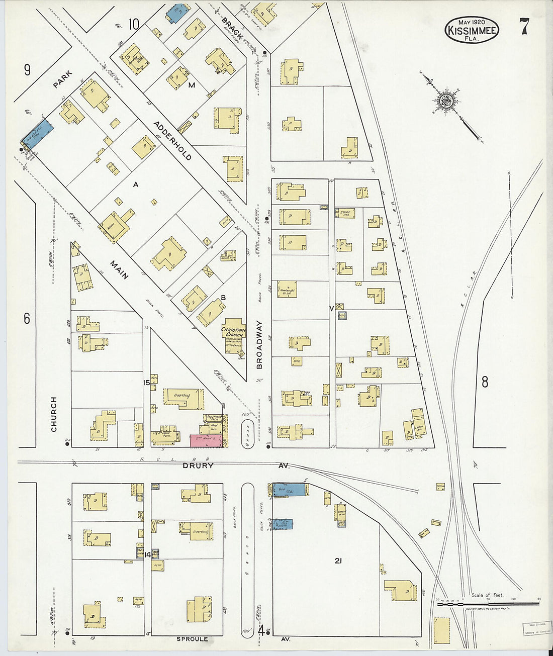 This old map of Kissimmee, Osceola County, Florida was created by Sanborn Map Company in 1920