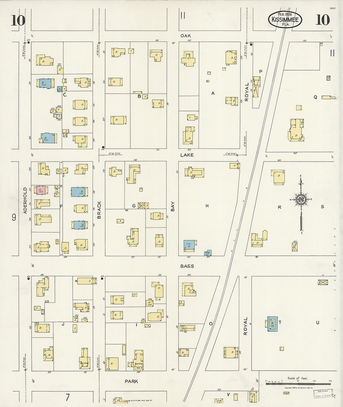 This old map of Kissimmee, Osceola County, Florida was created by Sanborn Map Company in 1926
