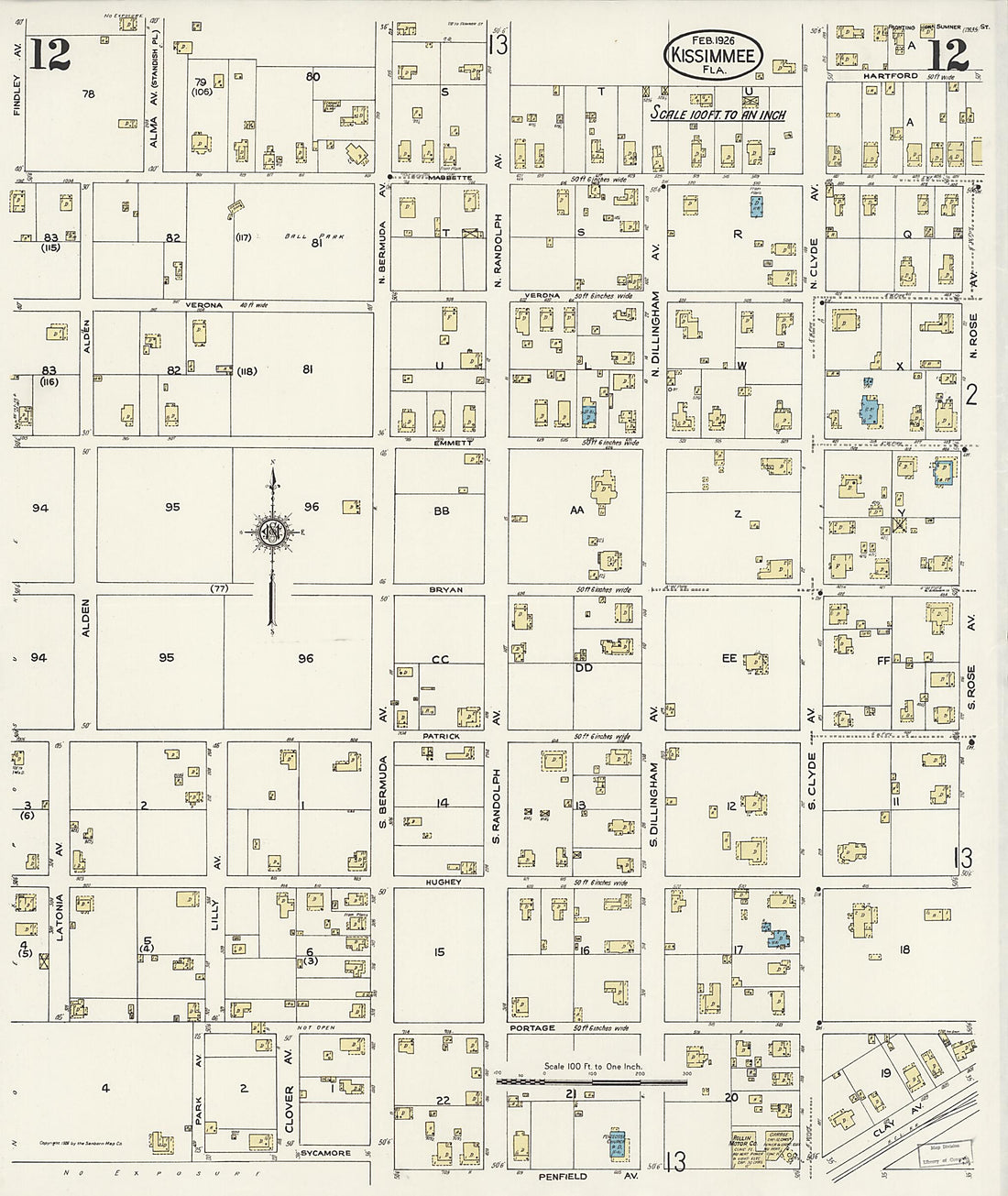 This old map of Kissimmee, Osceola County, Florida was created by Sanborn Map Company in 1926
