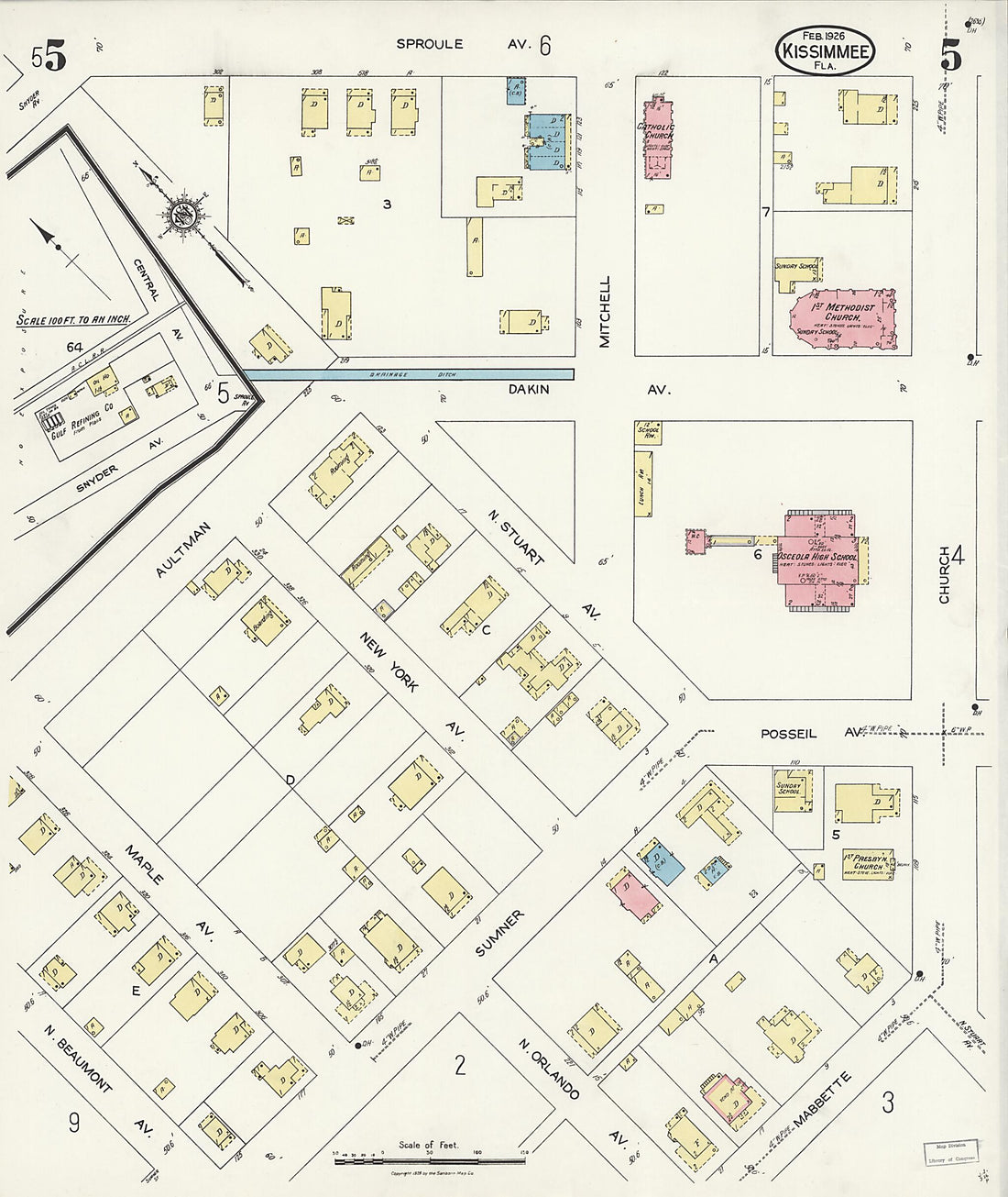 This old map of Kissimmee, Osceola County, Florida was created by Sanborn Map Company in 1926