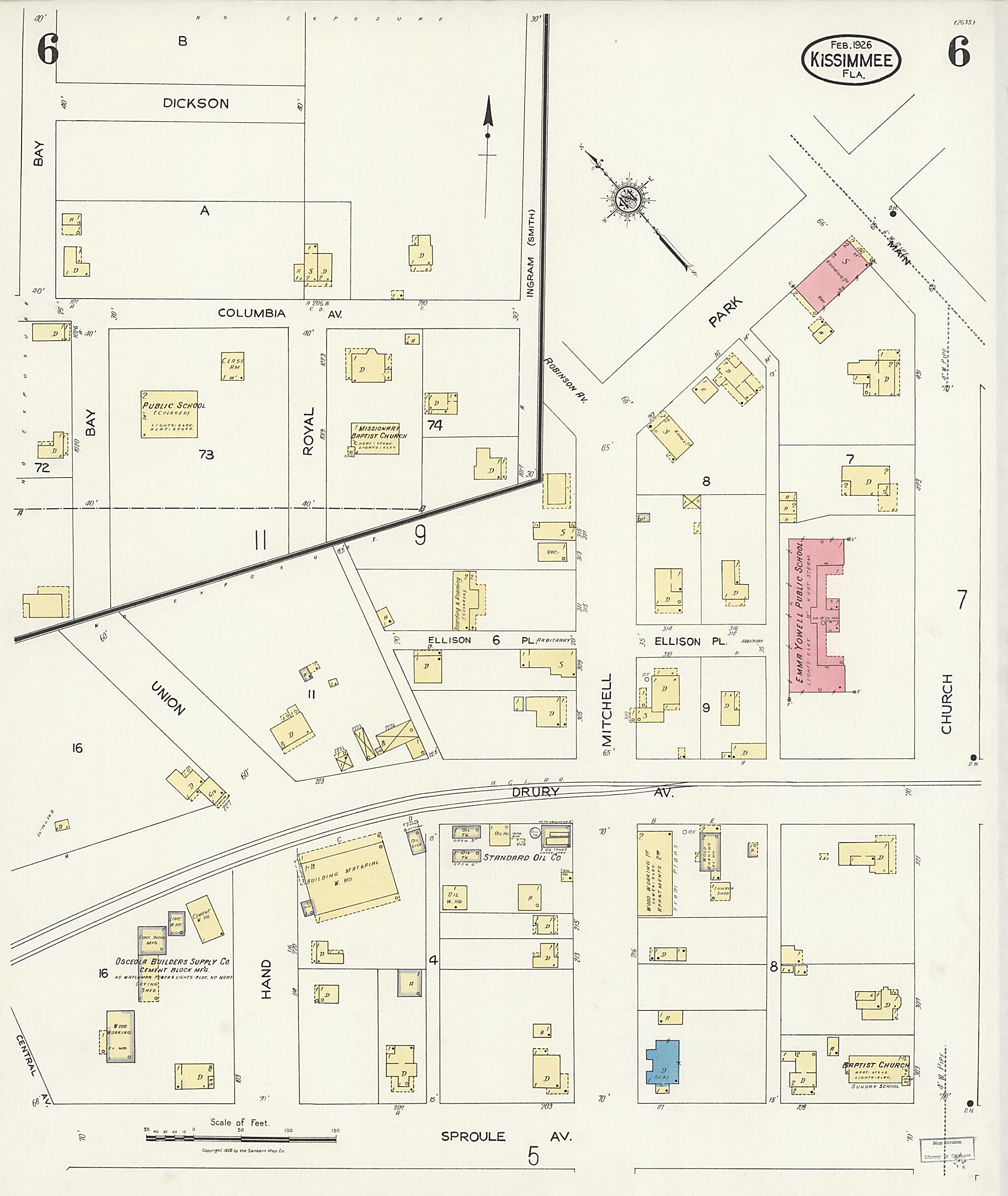 This old map of Kissimmee, Osceola County, Florida was created by Sanborn Map Company in 1926