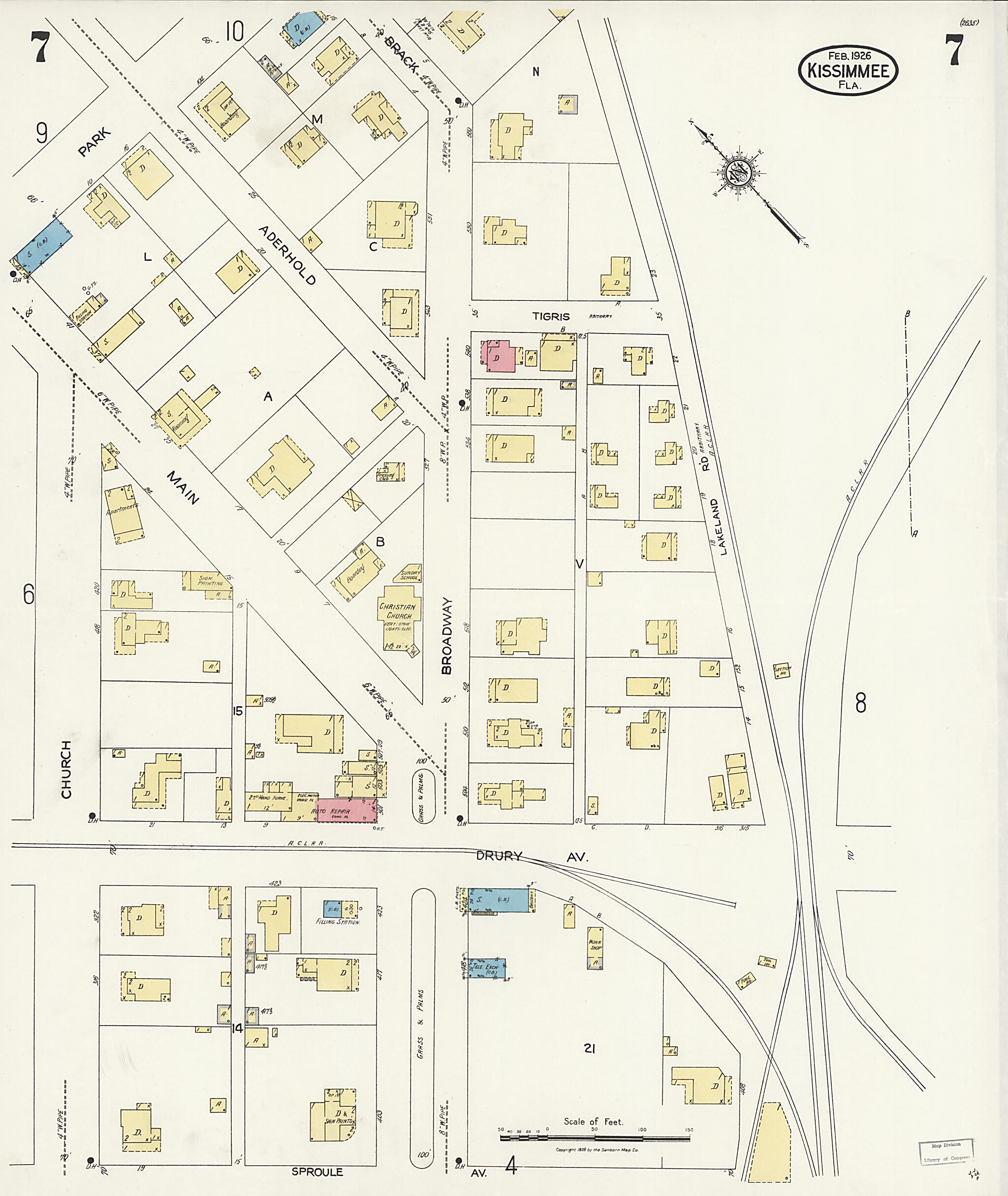 This old map of Kissimmee, Osceola County, Florida was created by Sanborn Map Company in 1926
