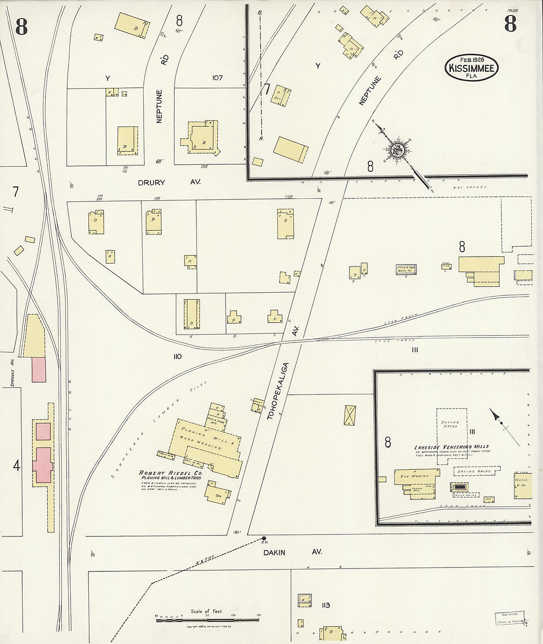 This old map of Kissimmee, Osceola County, Florida was created by Sanborn Map Company in 1926