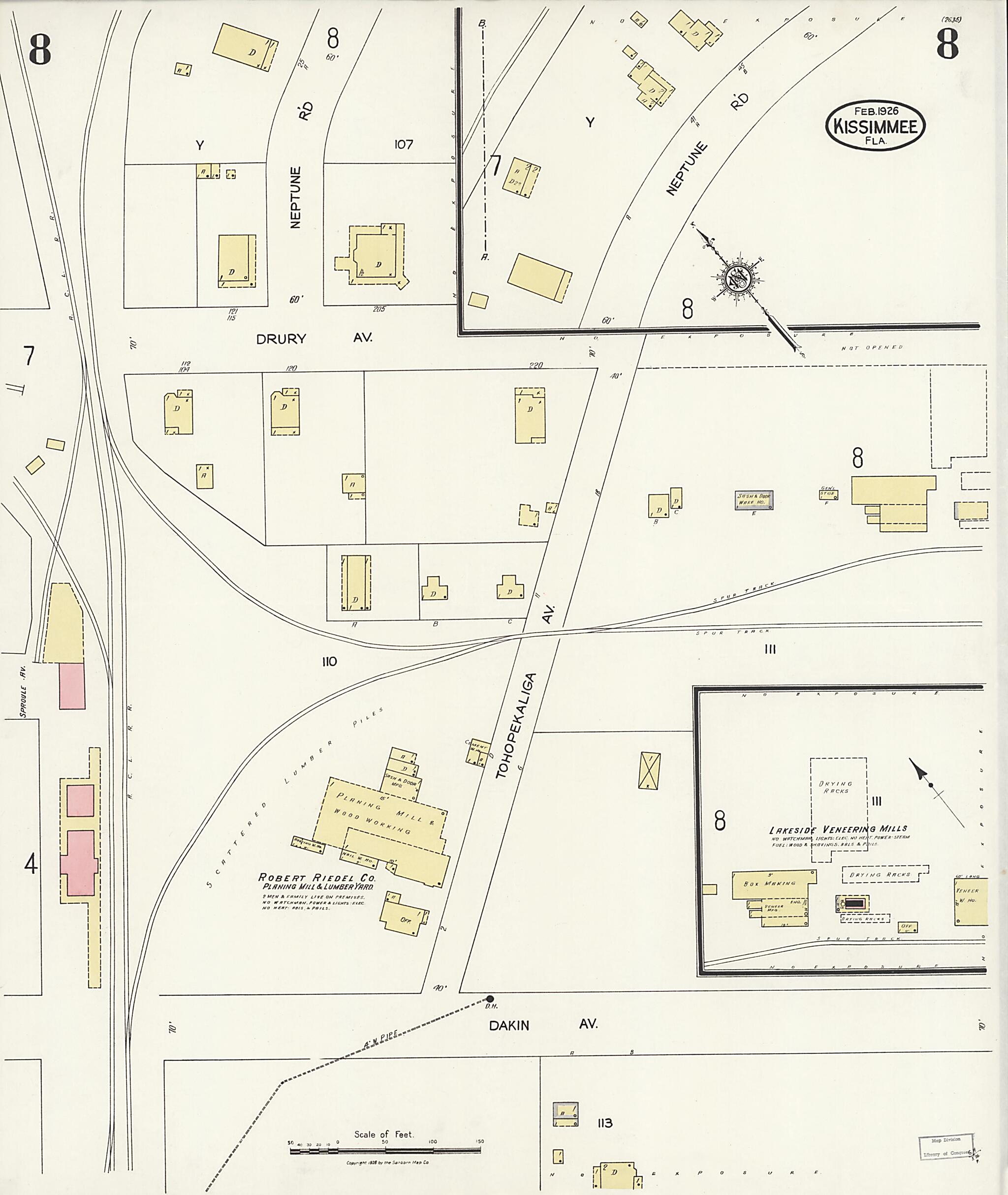 This old map of Kissimmee, Osceola County, Florida was created by Sanborn Map Company in 1926