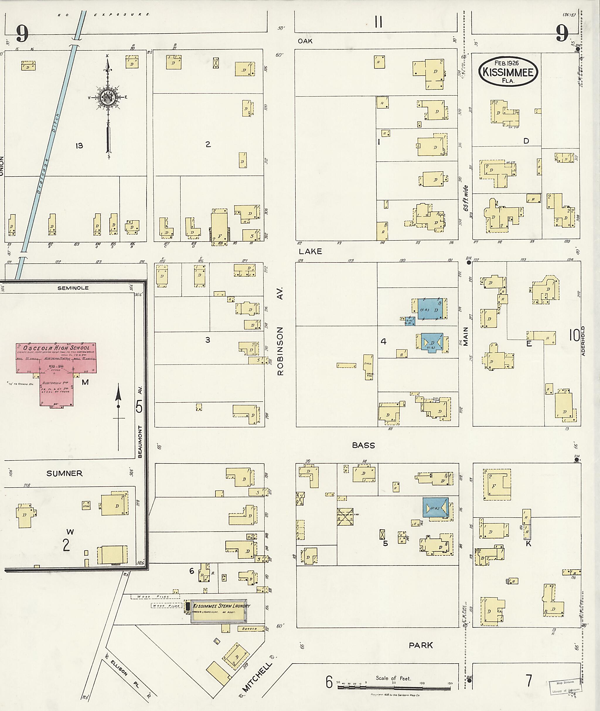 This old map of Kissimmee, Osceola County, Florida was created by Sanborn Map Company in 1926