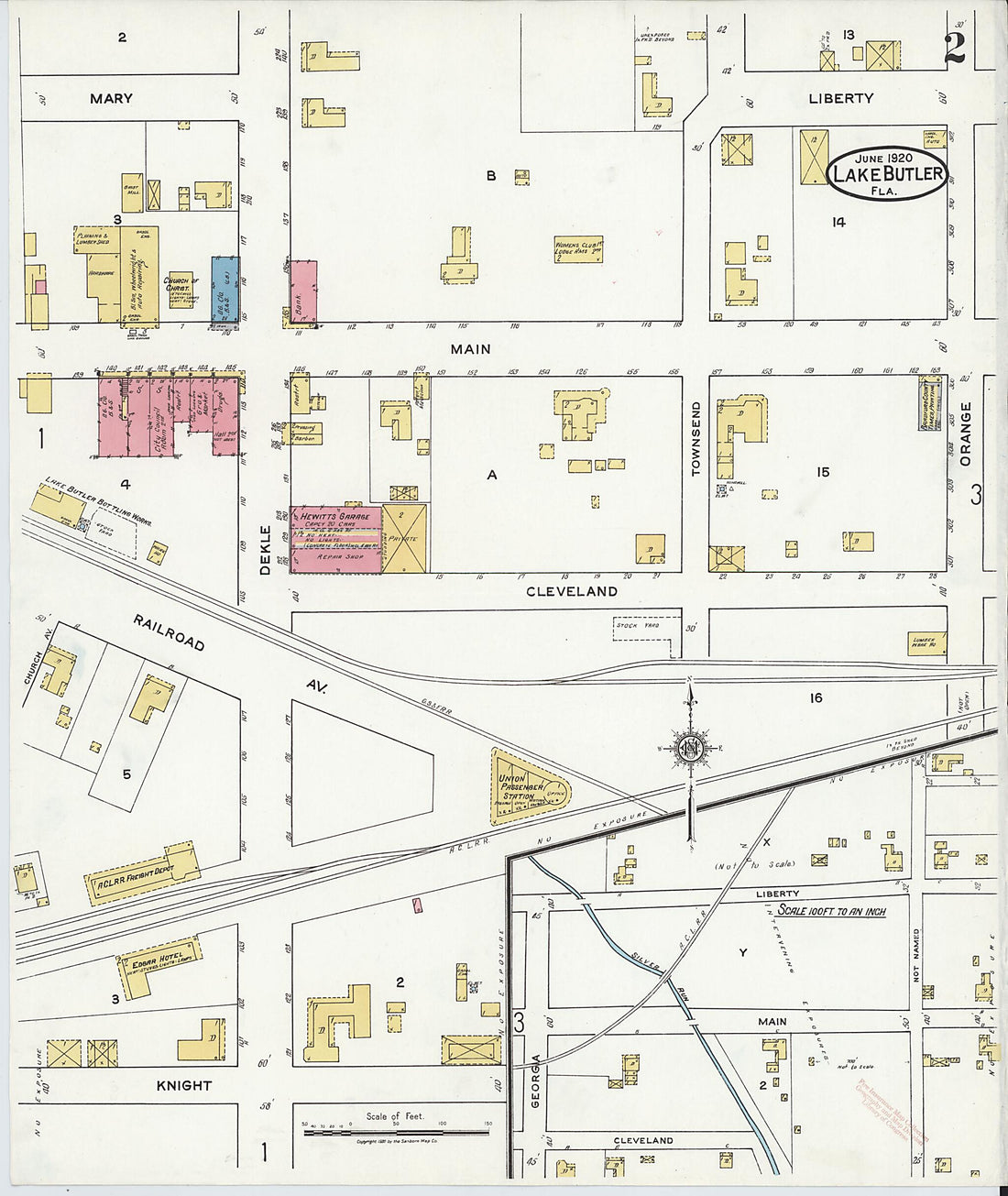 This old map of Lake Butler, Union County, Florida was created by Sanborn Map Company in 1920