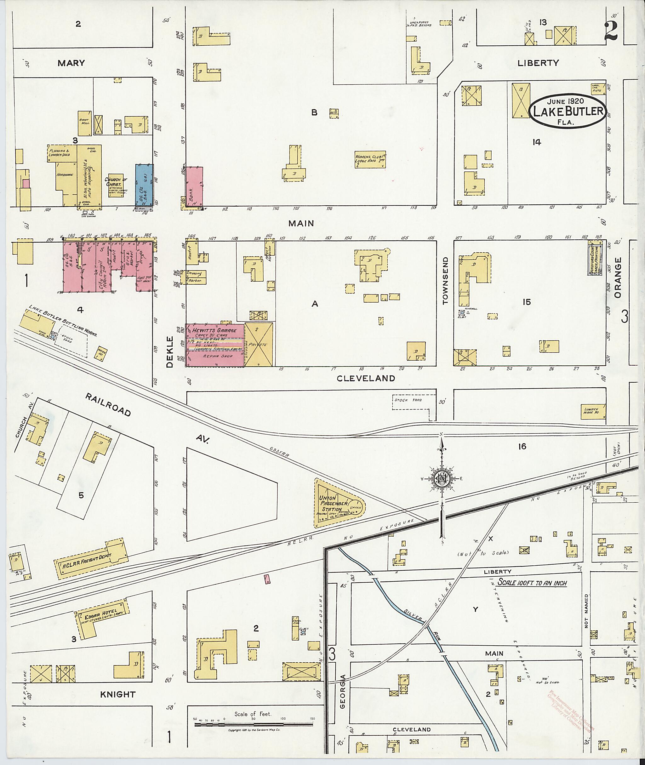 This old map of Lake Butler, Union County, Florida was created by Sanborn Map Company in 1920