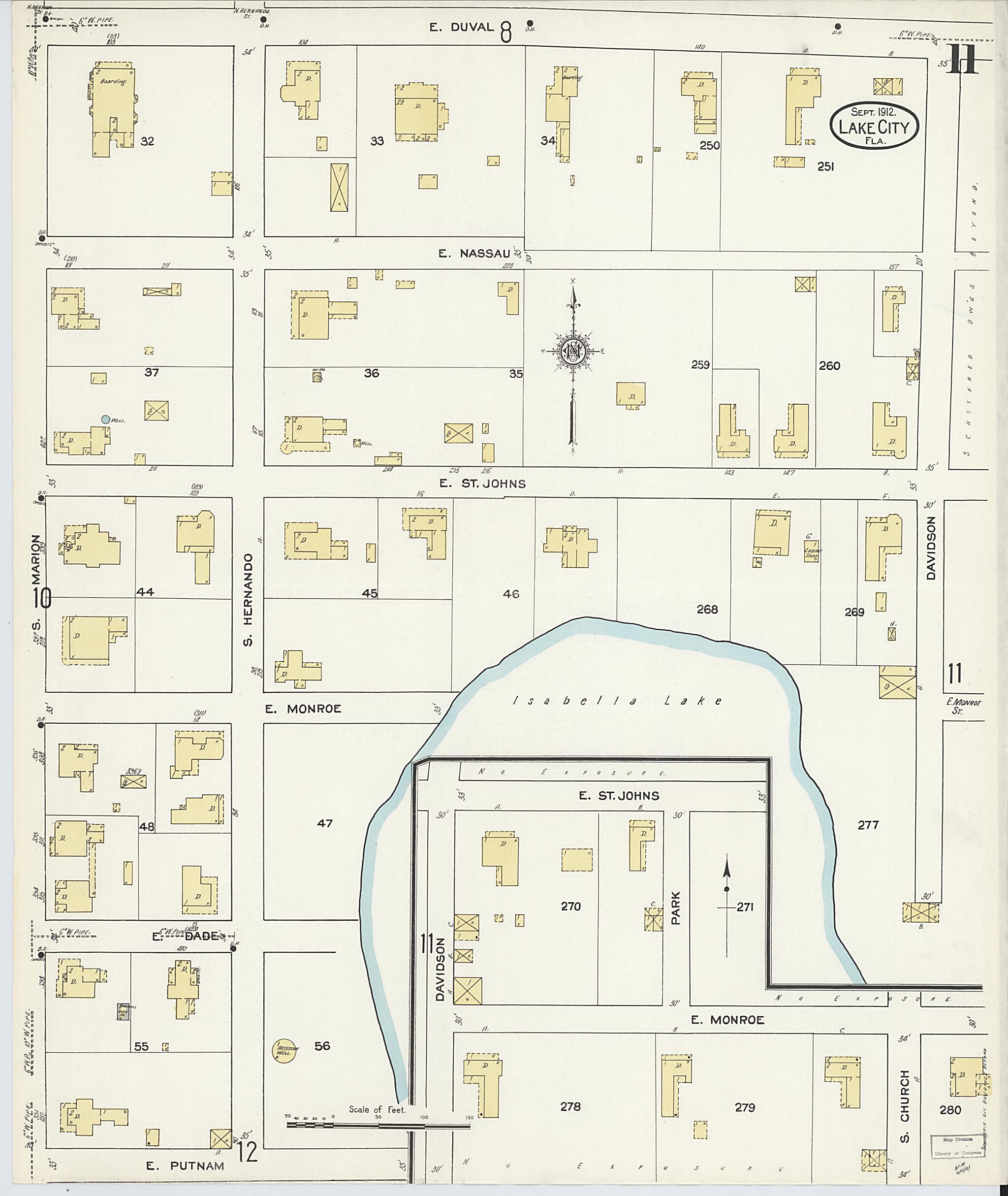 This old map of Lake City, Columbia County, Florida was created by Sanborn Map Company in 1912