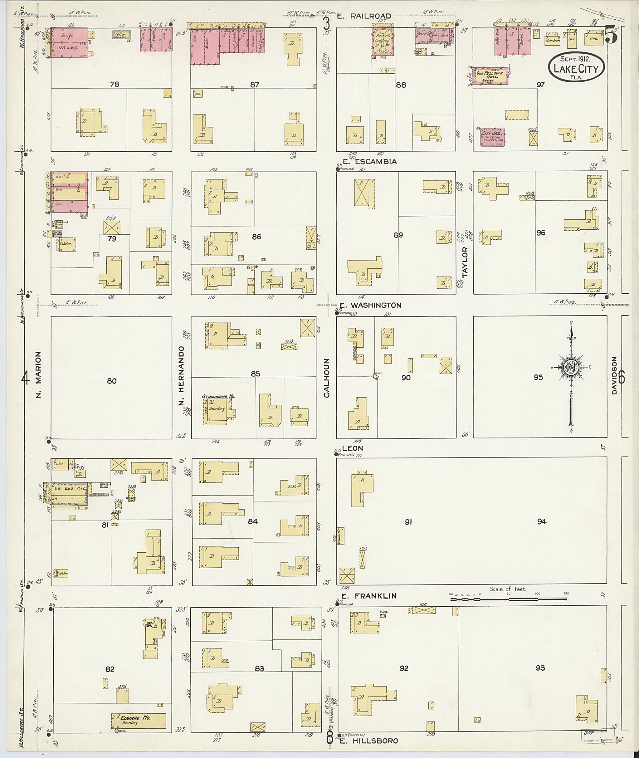 This old map of Lake City, Columbia County, Florida was created by Sanborn Map Company in 1912