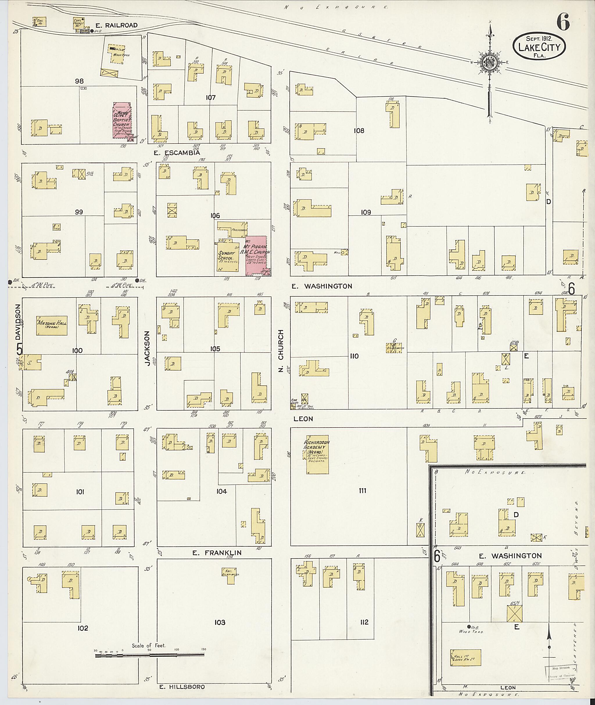 This old map of Lake City, Columbia County, Florida was created by Sanborn Map Company in 1912